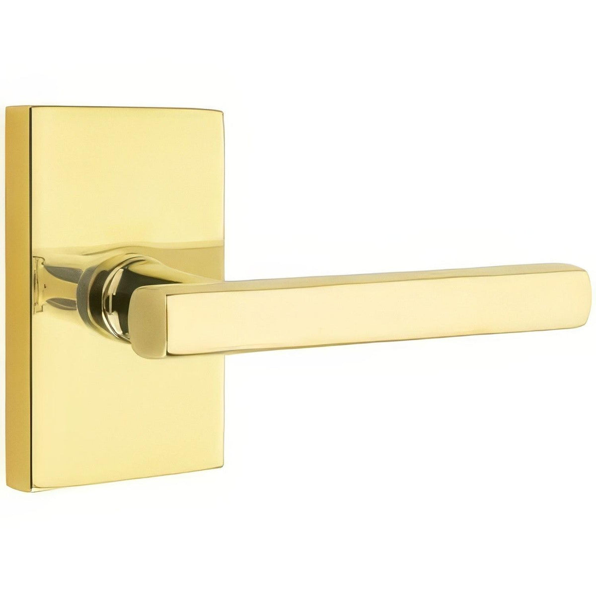 Emtek 5112FRLUS3NLRH 5112FRLUS Freestone Lever RH Passage with Modern Rectangular Rose Unlacquered Brass