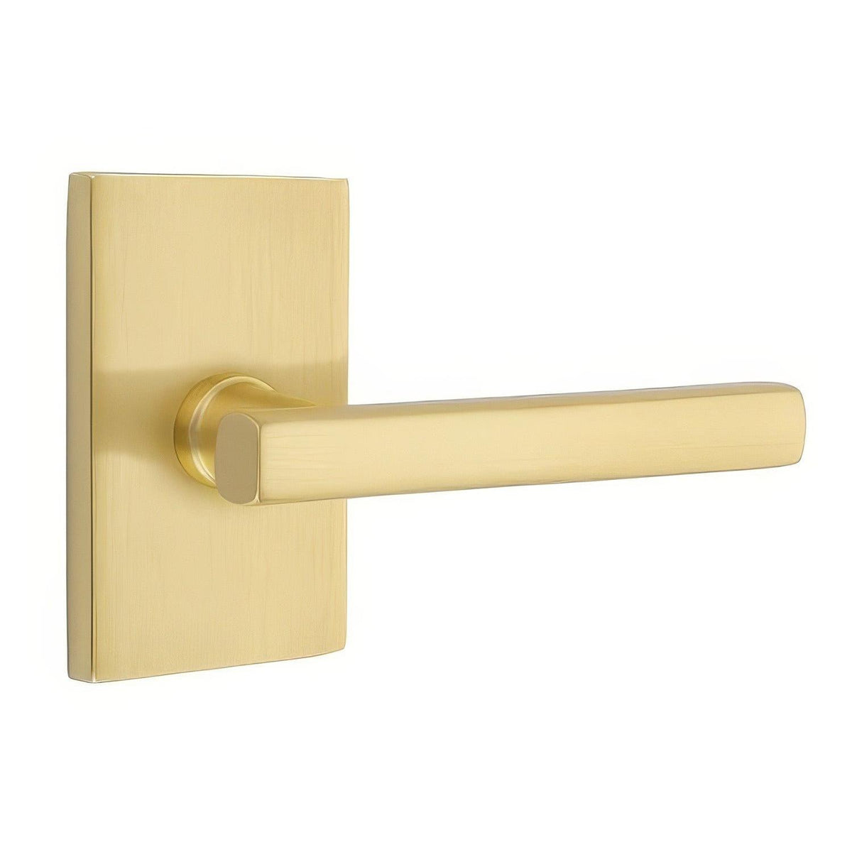 Emtek 5112FRLUS4RH 5112FRLUS Freestone Lever RH Passage with Modern Rectangular Rose Satin Brass