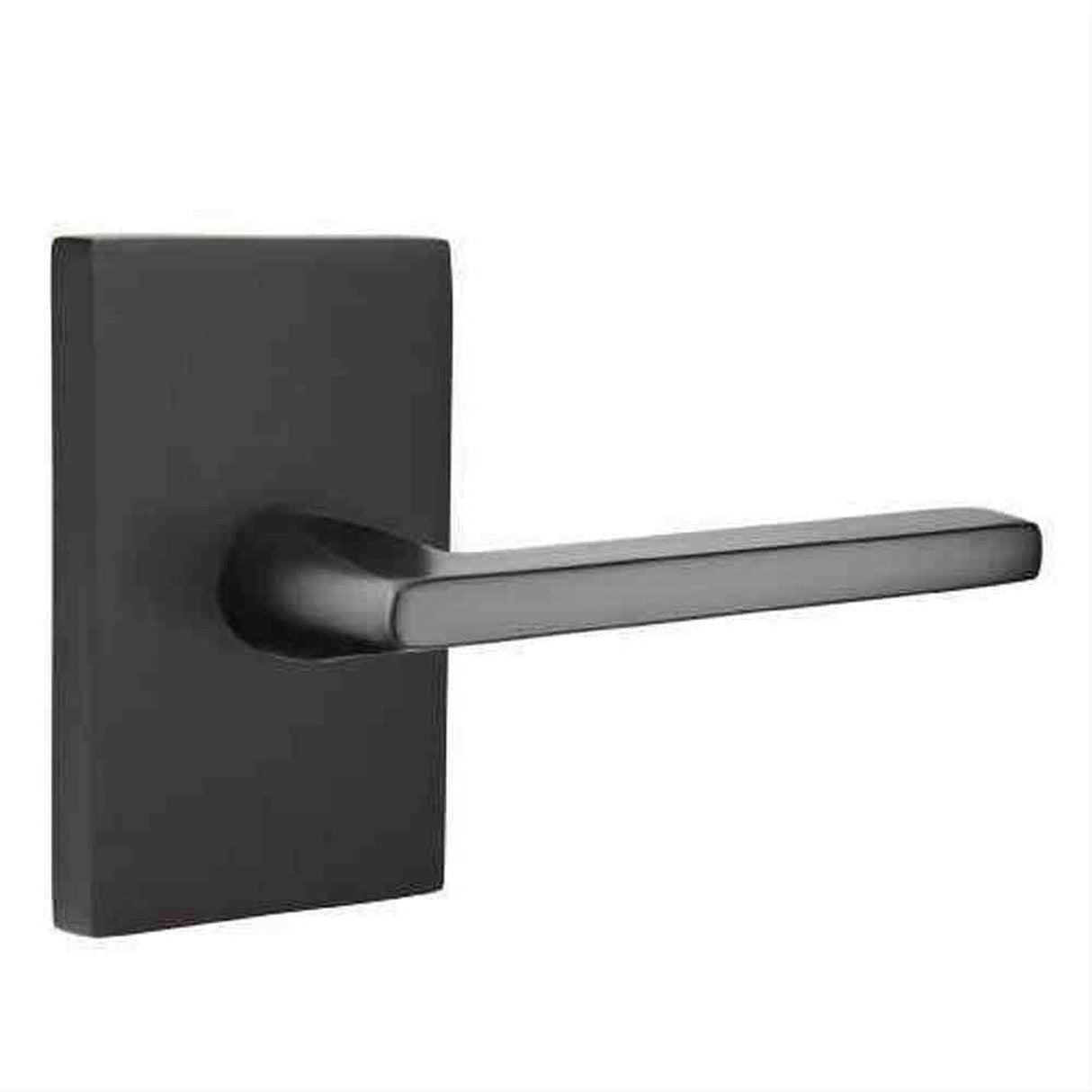 Emtek 5112HLOUS19LH.RLS 5112HLOUS Lever LH Passage with Modern Rectangular Rose Flat Black
