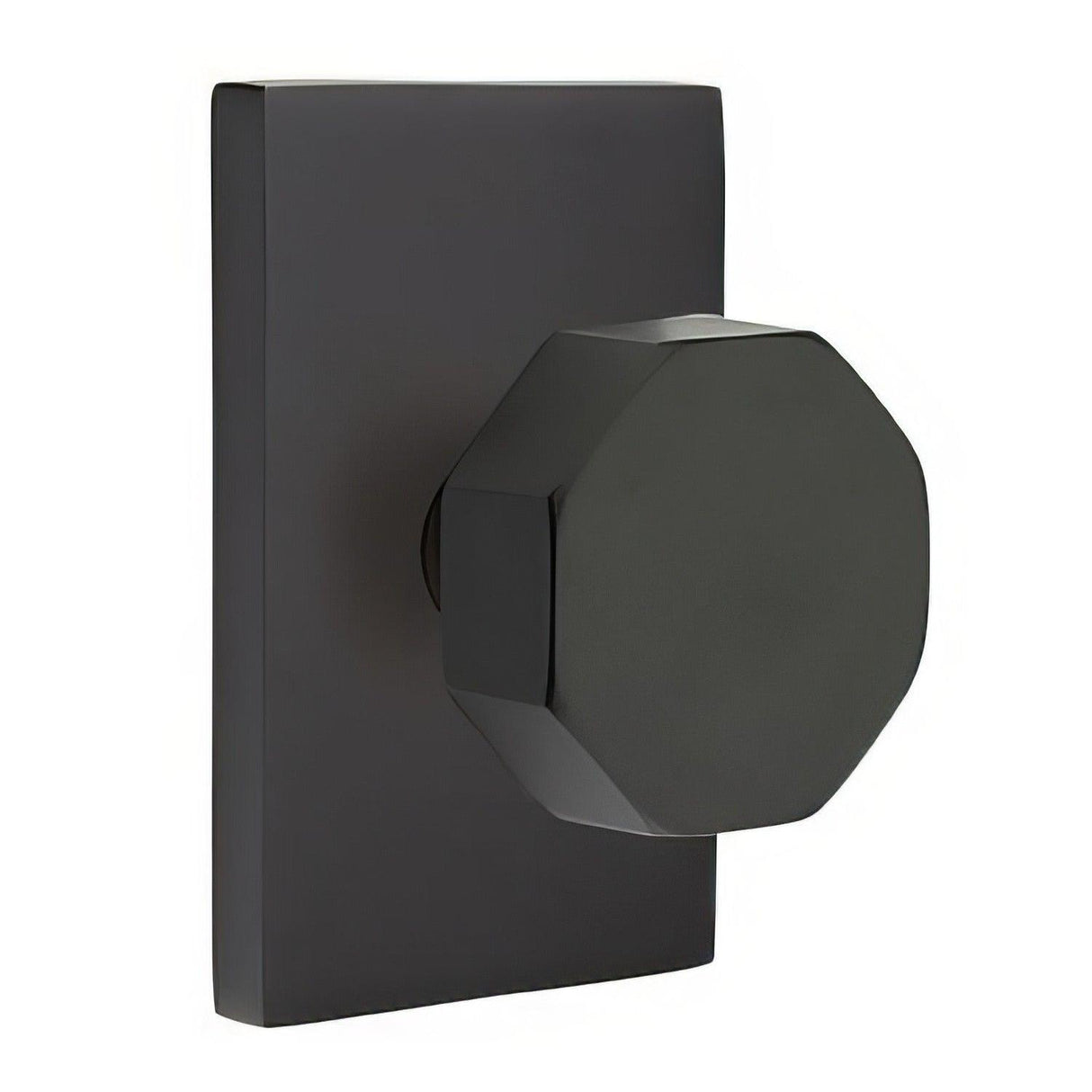 Emtek 5112OCTUS19 5112OCTUS Octagon Knob 2-3/8" Backset Passage with Modern Rectangular Rose Flat Black