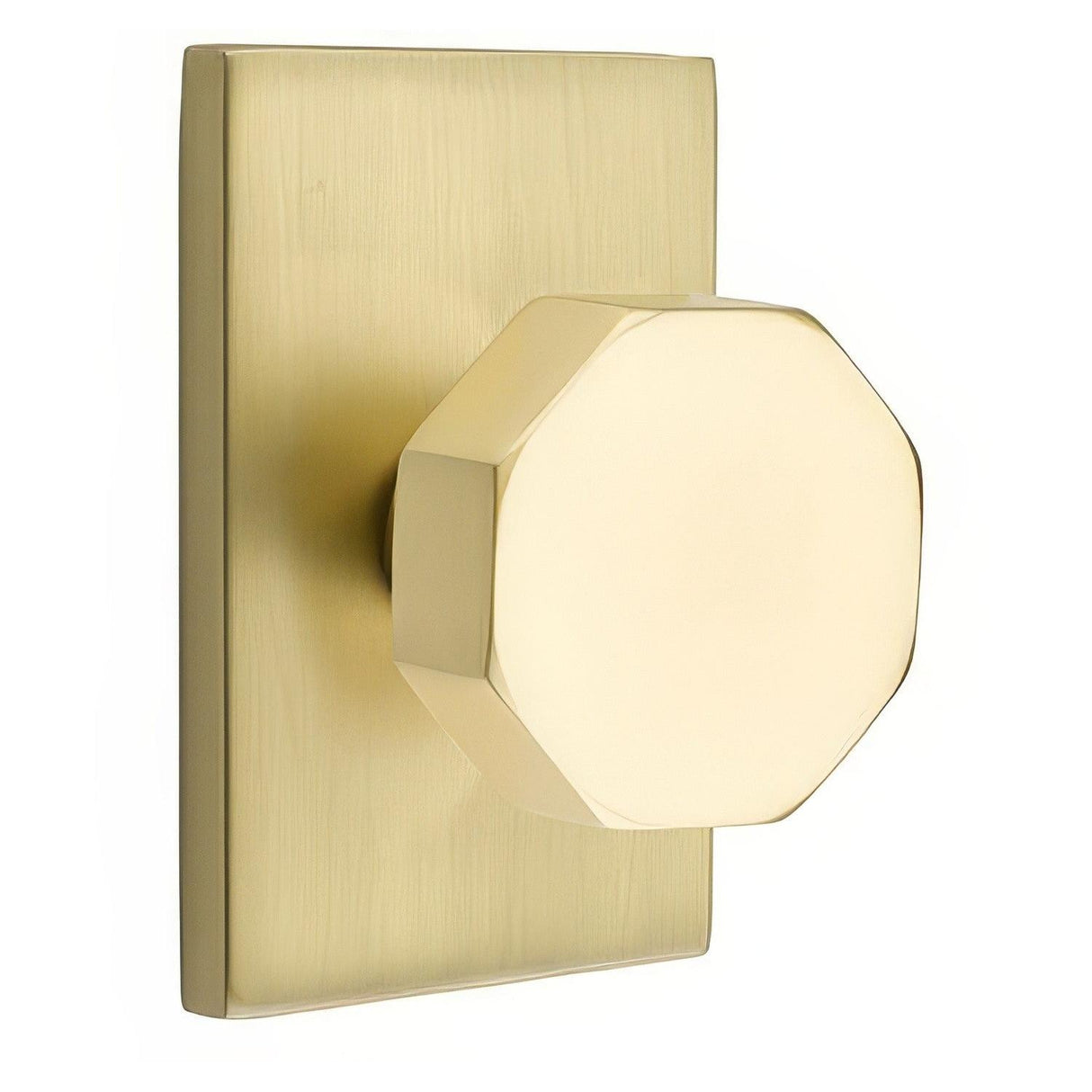 Emtek 5112OCTUS4 5112OCTUS Octagon Knob 2-3/8" Backset Passage with Modern Rectangular Rose Satin Brass