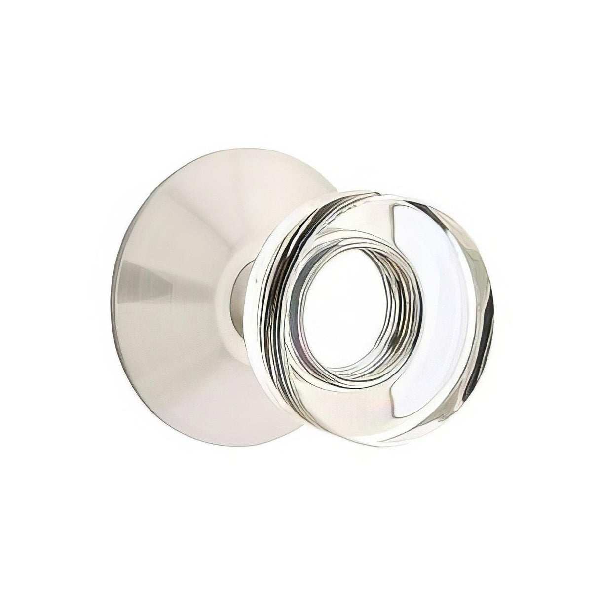 Emtek 5207MDCUS15 5207MDCUS Modern Disc Crystal Knob 2-3/8" Backset Privacy with Modern Rose Satin Nickel