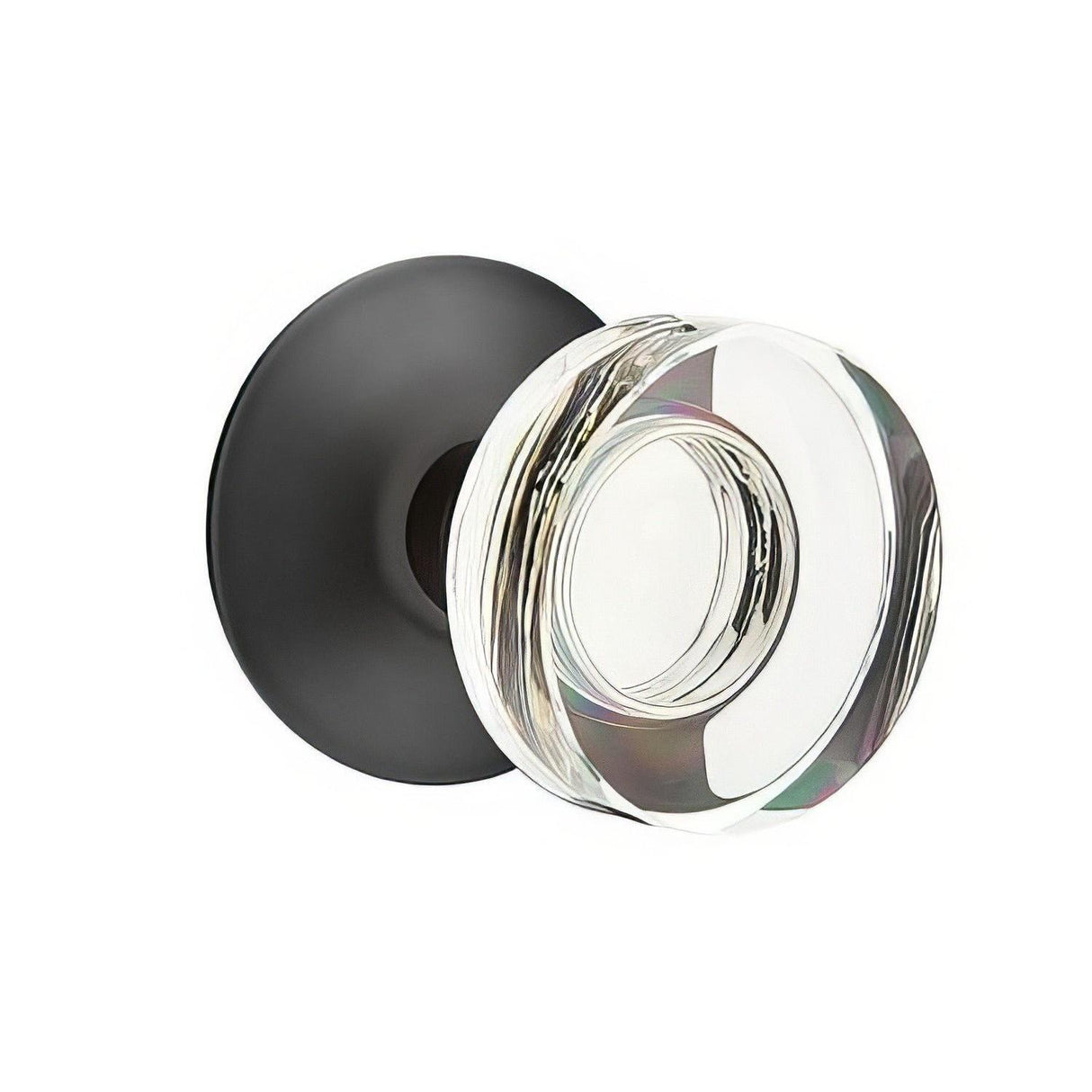 Emtek 5207MDCUS19 5207MDCUS Modern Disc Crystal Knob 2-3/8" Backset Privacy with Modern Rose Flat Black