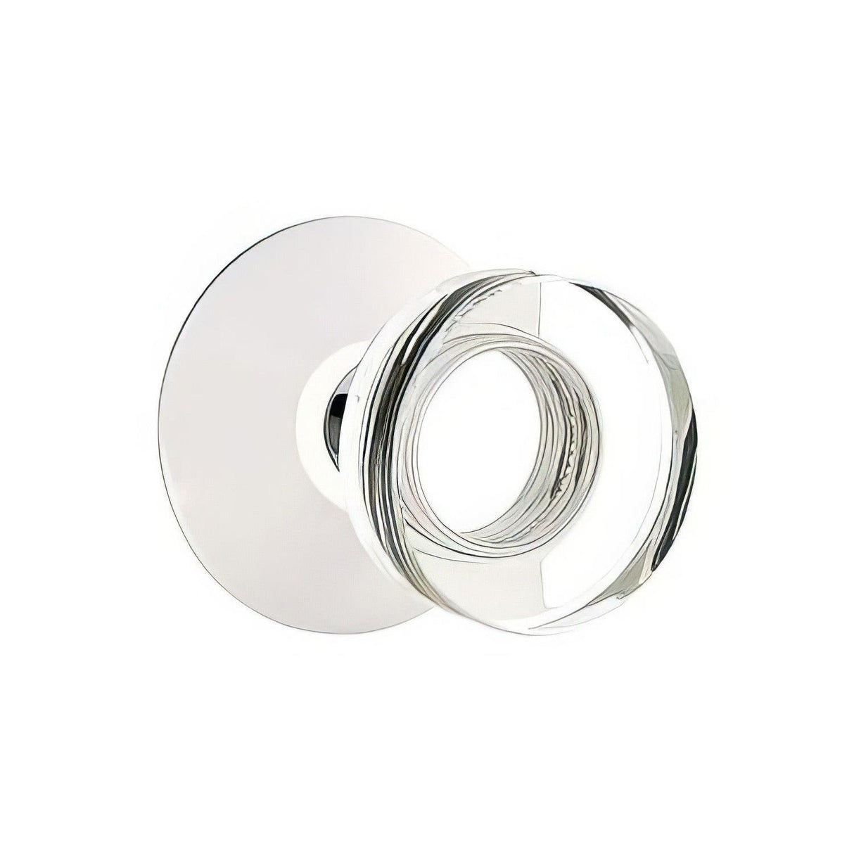 Emtek 5207MDCUS26 5207MDCUS Modern Disc Crystal Knob 2-3/8" Backset Privacy with Modern Rose Polished Chrome