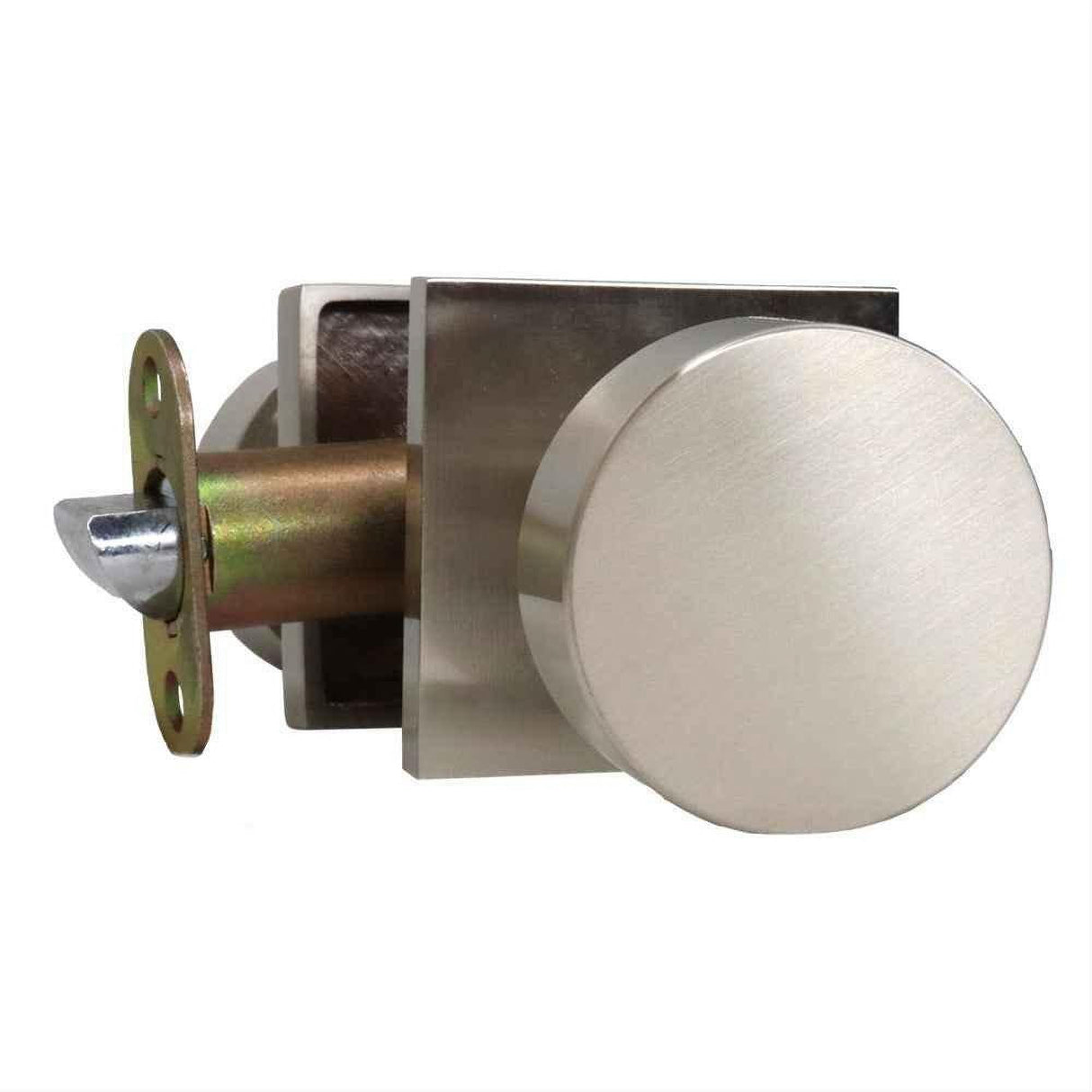 Emtek 5210ROUUS15.RLS Knob 2-3/8" Backset with Radius Latch Strike Privacy with Square Rose for 1-1/4" to 2" Door Satin Nickel