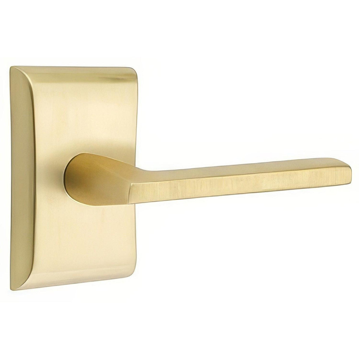 Emtek 5211HLOUS4LH 5211HLOUSLH Helios Lever Left Hand 2-3/8" Backset Privacy With Neos Rose Satin Brass