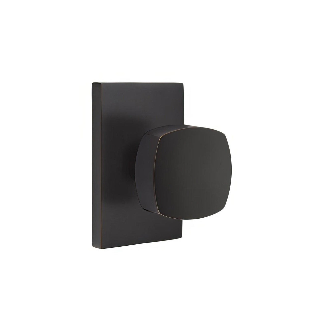 Emtek 5212FRKUS14 5212FRKUS Freestone Knob 2-3/8" Backset Privacy With Modern Rectangular Rose Polished Nickel Lifetime