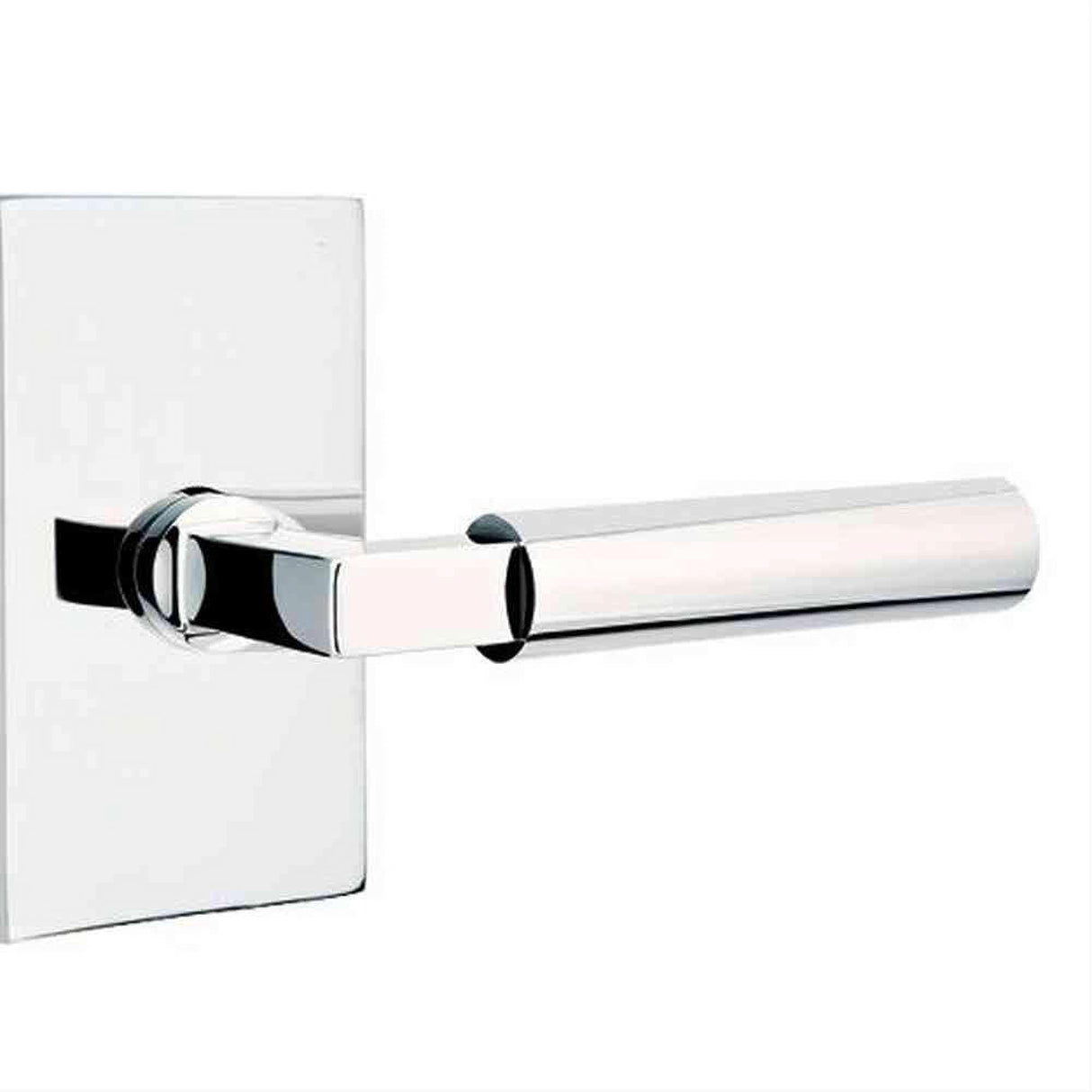 Emtek 5212HECUS26LH Lever Left Hand 2-3/8" Backset Privacy with Modern Rectangular Rose for 1-1/4" to 2" Door Polished Chrome