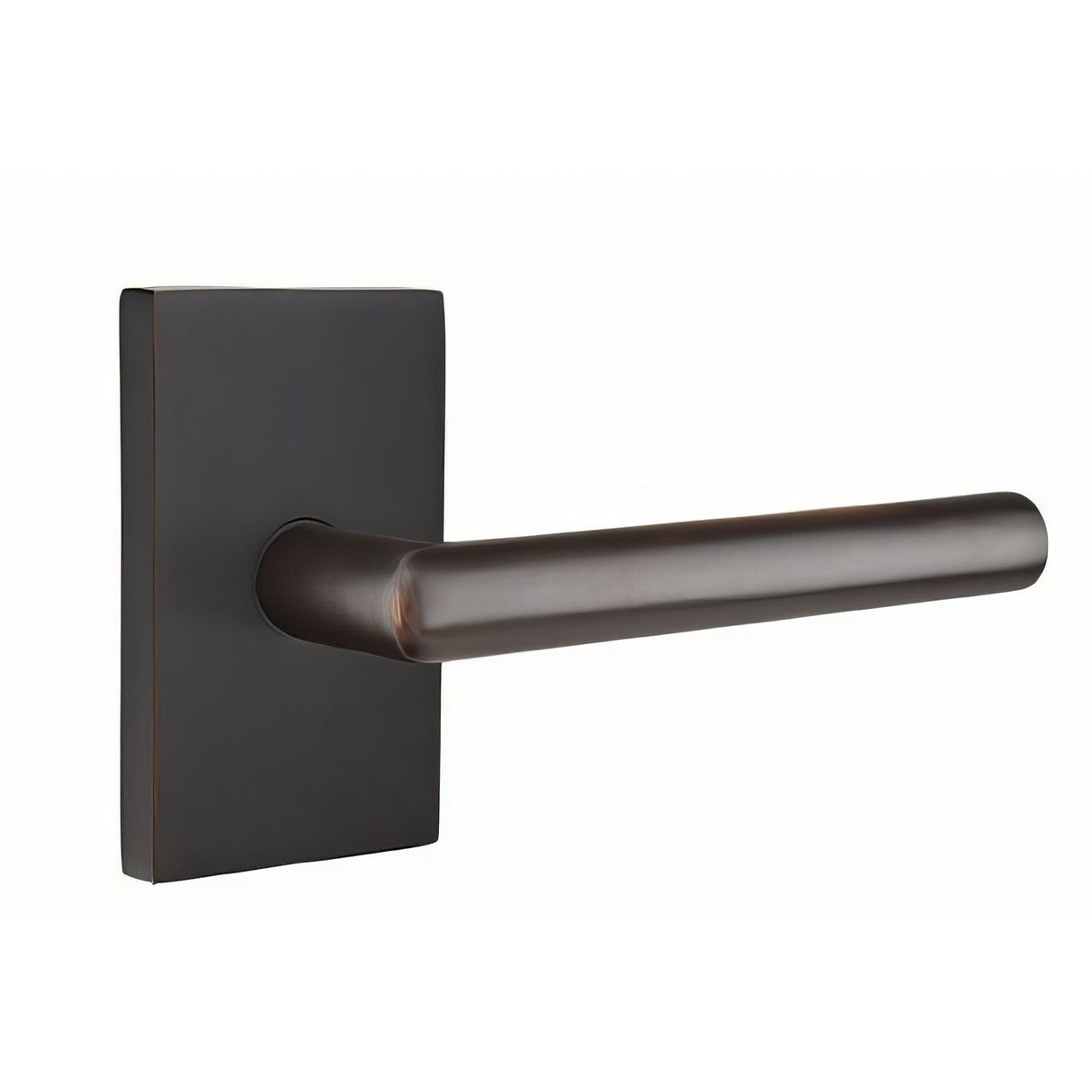 Emtek 5212STUUS10BRH 5212STUUSRH Stuttgart Lever Right Hand 2-3/8" Backset Privacy With Modern Rectangular Rose Oil Rubbed Bronze