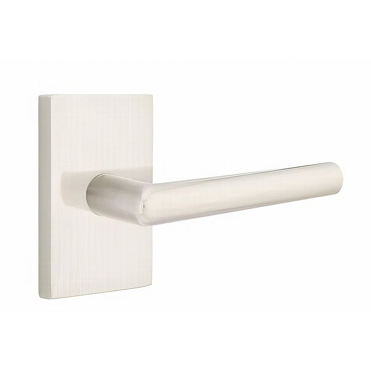 Emtek 5212STUUS15LH 5212STUUSLH Stuttgart Lever Left Hand 2-3/8" Backset Privacy With Modern Rectangular Rose Satin Nickel