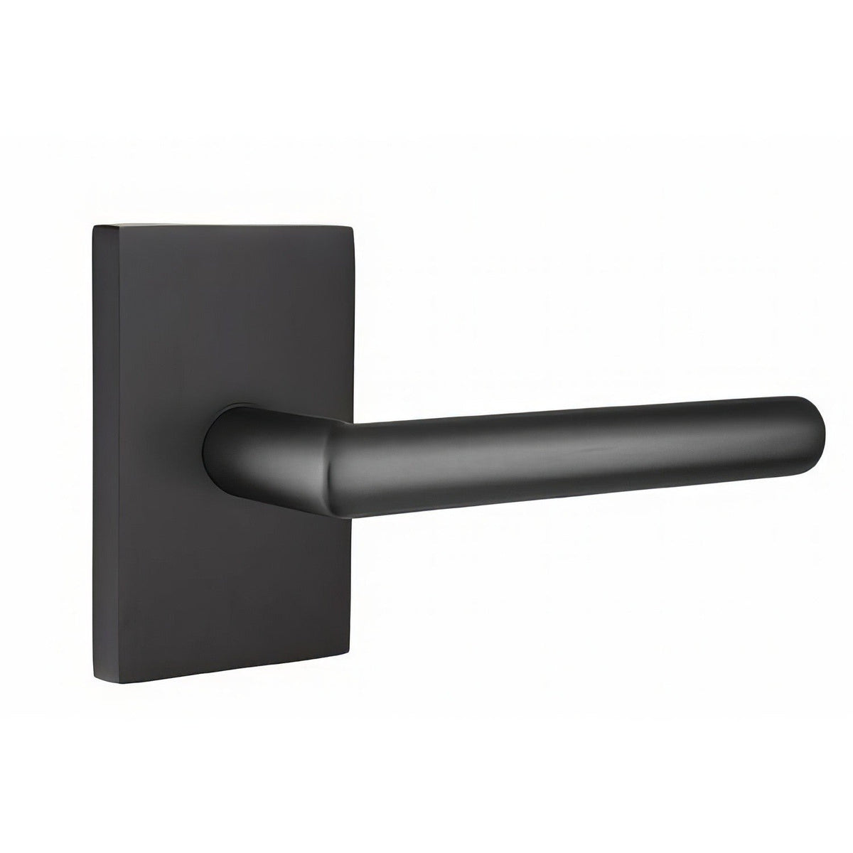 Emtek 5212STUUS19LH 5212STUUSLH Stuttgart Lever Left Hand 2-3/8" Backset Privacy With Modern Rectangular Rose Flat Black