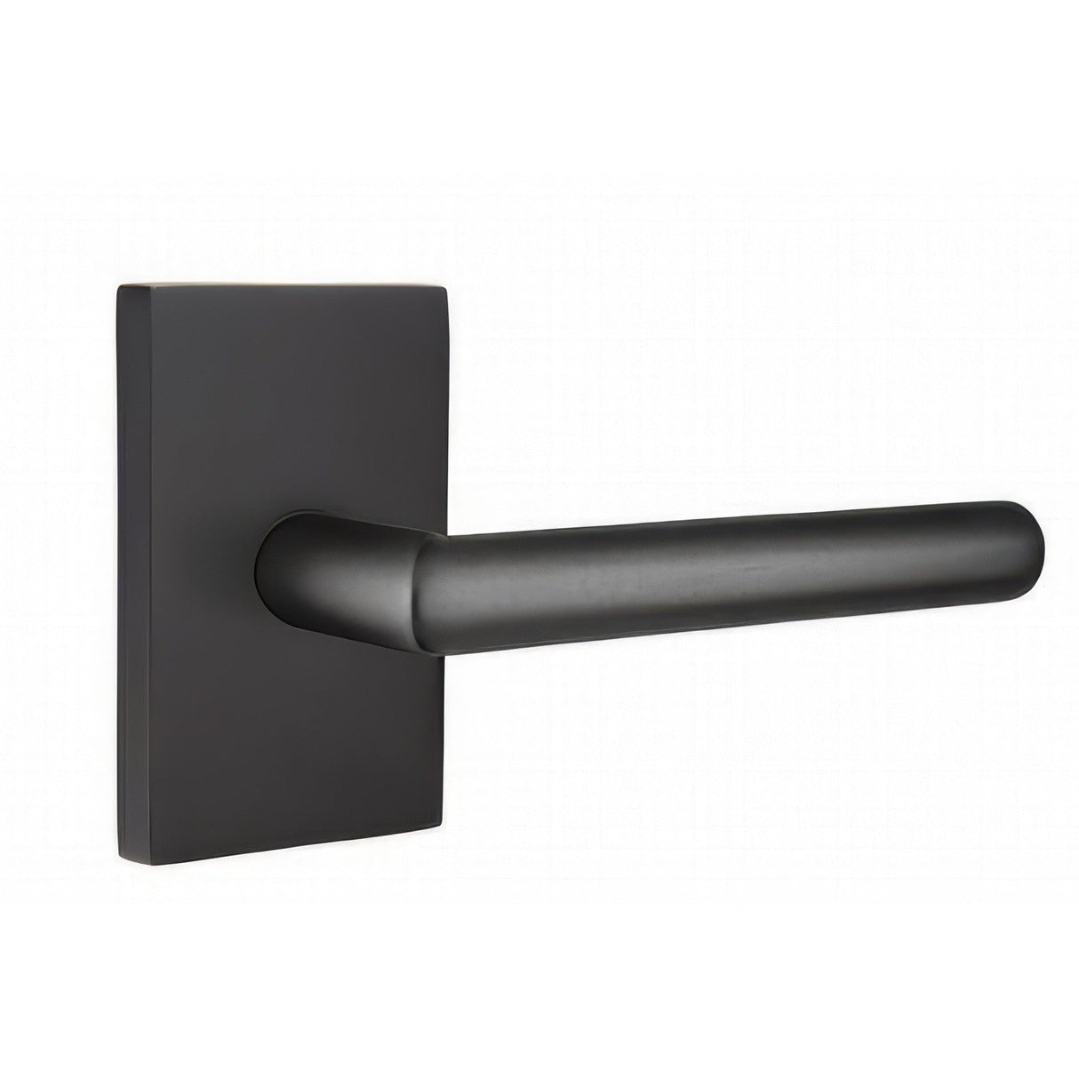 Emtek 5212STUUS19RH 5212STUUSRH Stuttgart Lever Right Hand 2-3/8" Backset Privacy With Modern Rectangular Rose Flat Black