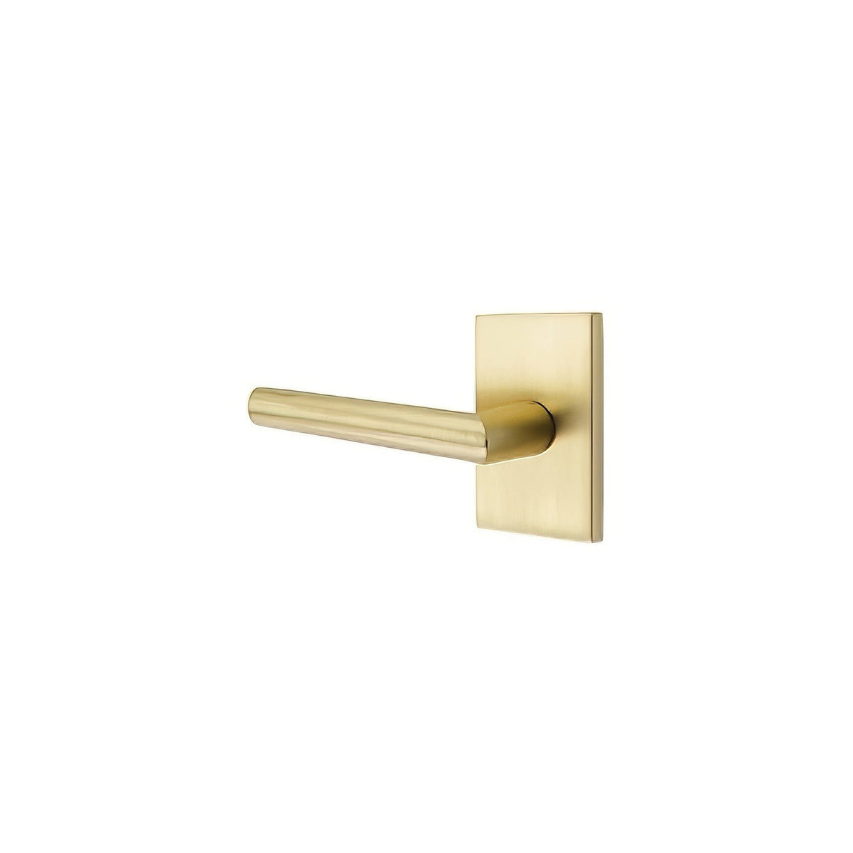 Emtek 5212STUUS4LH 5212STUUSLH Stuttgart Lever Left Hand 2-3/8" Backset Privacy With Modern Rectangular Rose Satin Brass