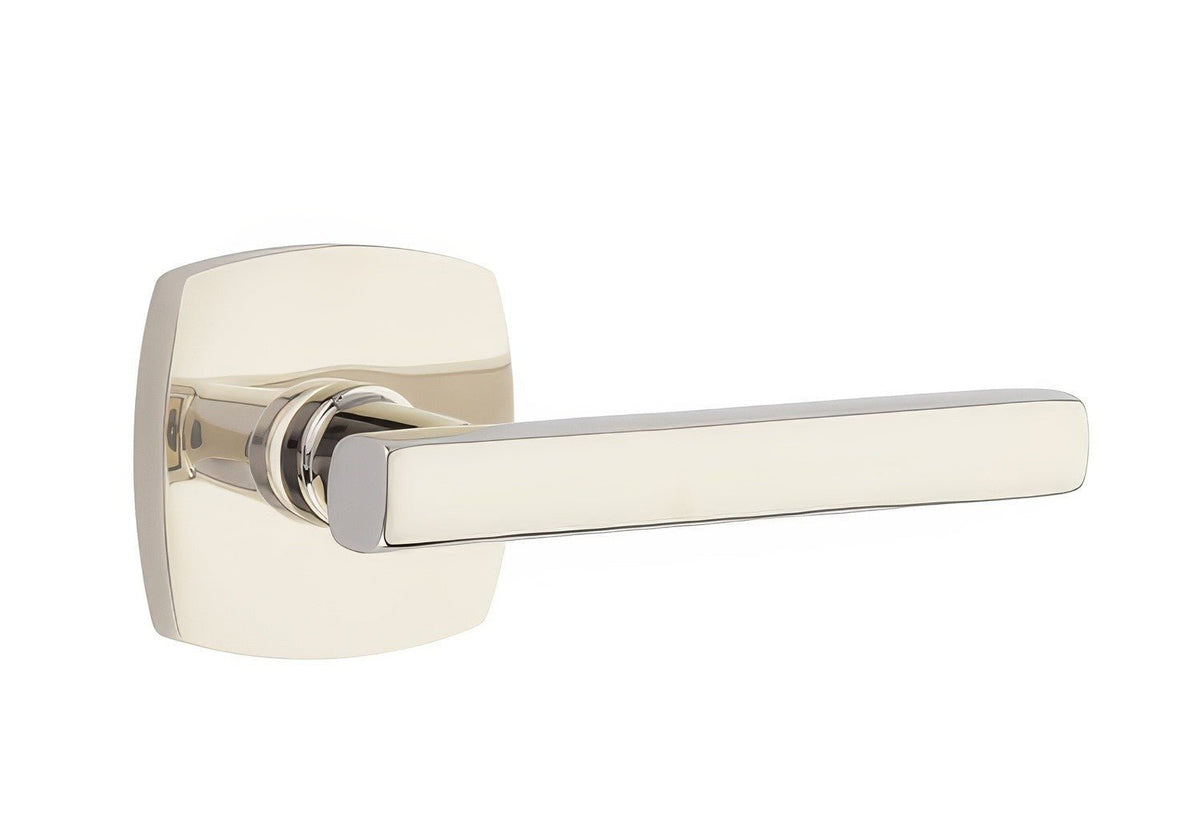 Emtek 5316FRLUS14RH 5316FRLUSRH Freestone Lever Right Hand 2-3/8" Backset Passage with Urban Modern Rose Polished Nickel Lifetime