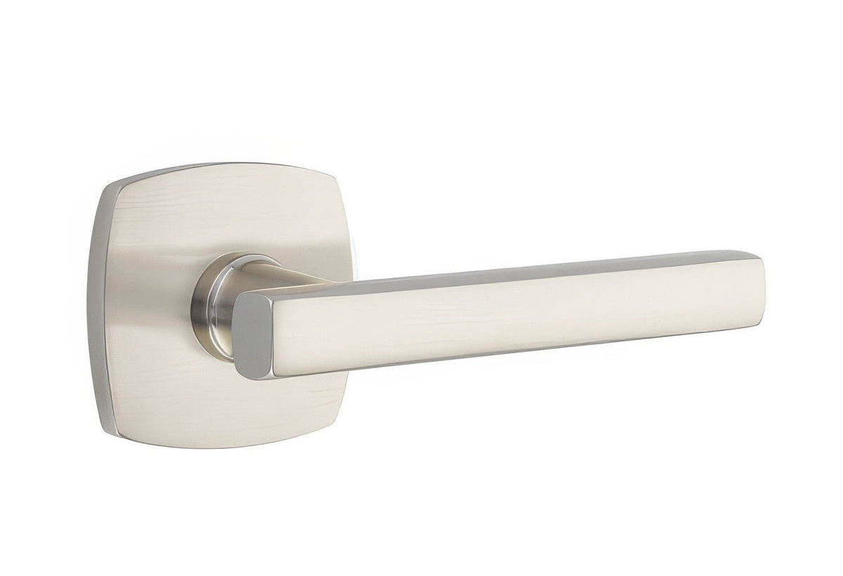 Emtek 5316FRLUS15RH 5316FRLUSRH Freestone Lever Right Hand 2-3/8" Backset Passage with Urban Modern Rose Satin Nickel
