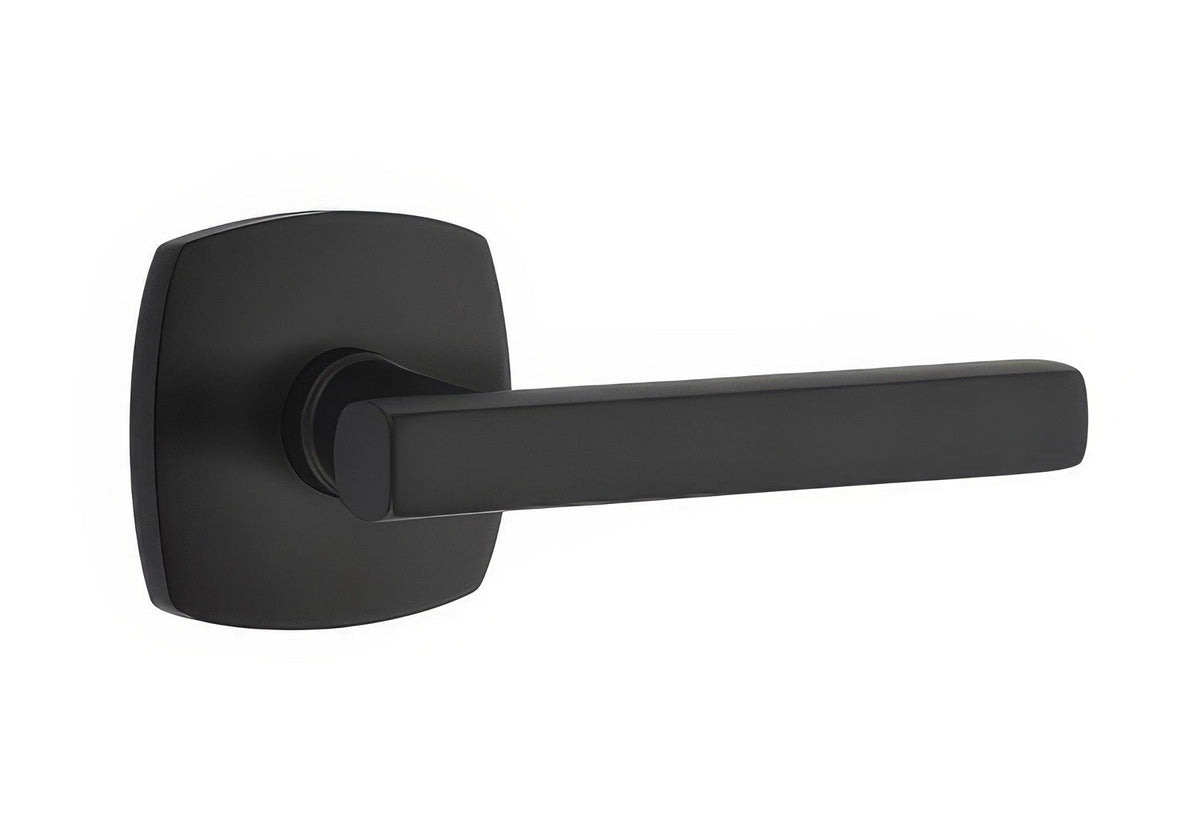 Emtek 5316FRLUS19RH 5316FRLUSRH Freestone Lever Right Hand 2-3/8" Backset Passage with Urban Modern Rose Flat Black