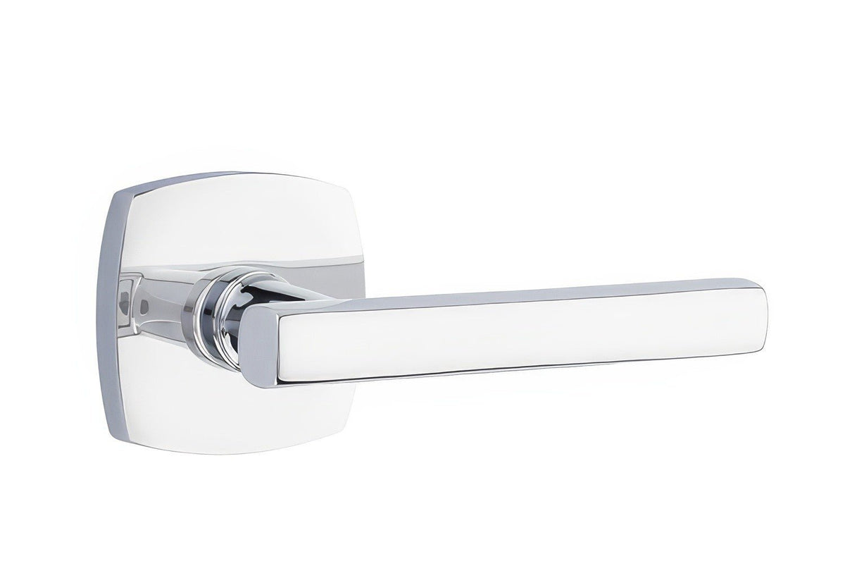 Emtek 5316FRLUS26RH 5316FRLUSRH Freestone Lever Right Hand 2-3/8" Backset Passage with Urban Modern Rose Polished Chrome