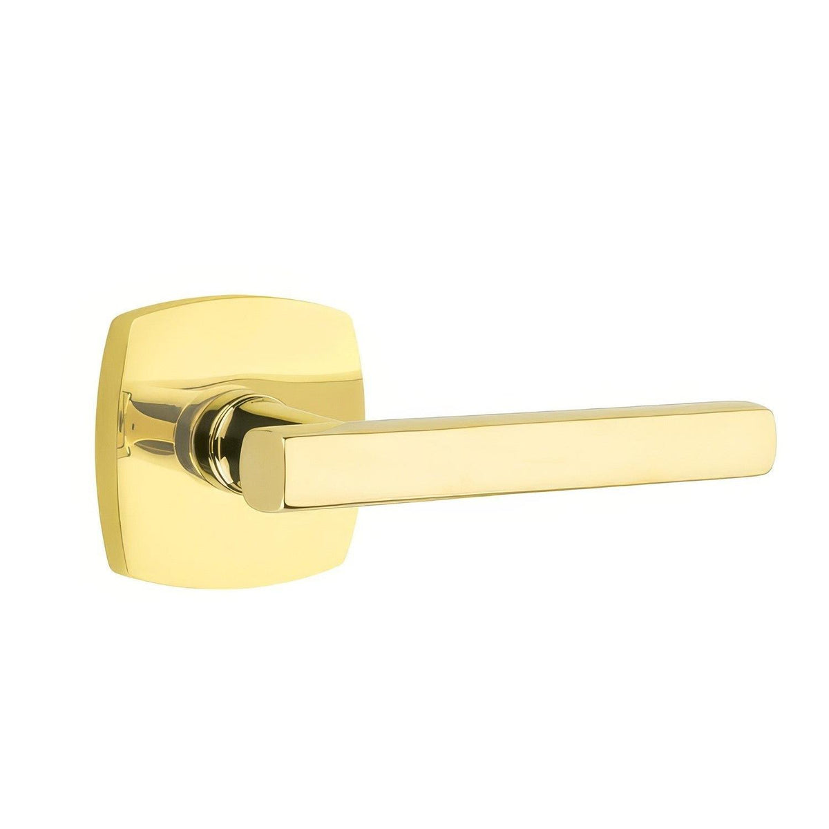 Emtek 5316FRLUS3NLLH 5316FRLUSLH Freestone Lever Left Hand 2-3/8" Backset Passage with Urban Modern Rose Unlacquered Brass