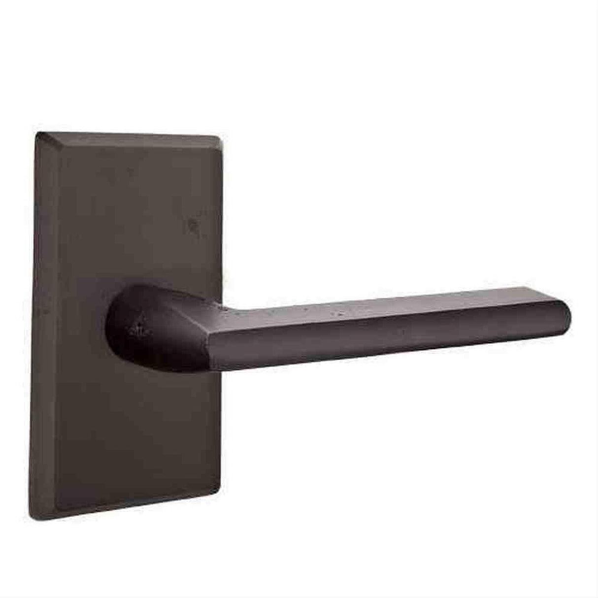 Emtek 7104LRFBLH Lever Left Hand 2-3/8" Backset Passage with Style # 3 Rose for 1-3/8" to 2" Door Flat Black Bronze