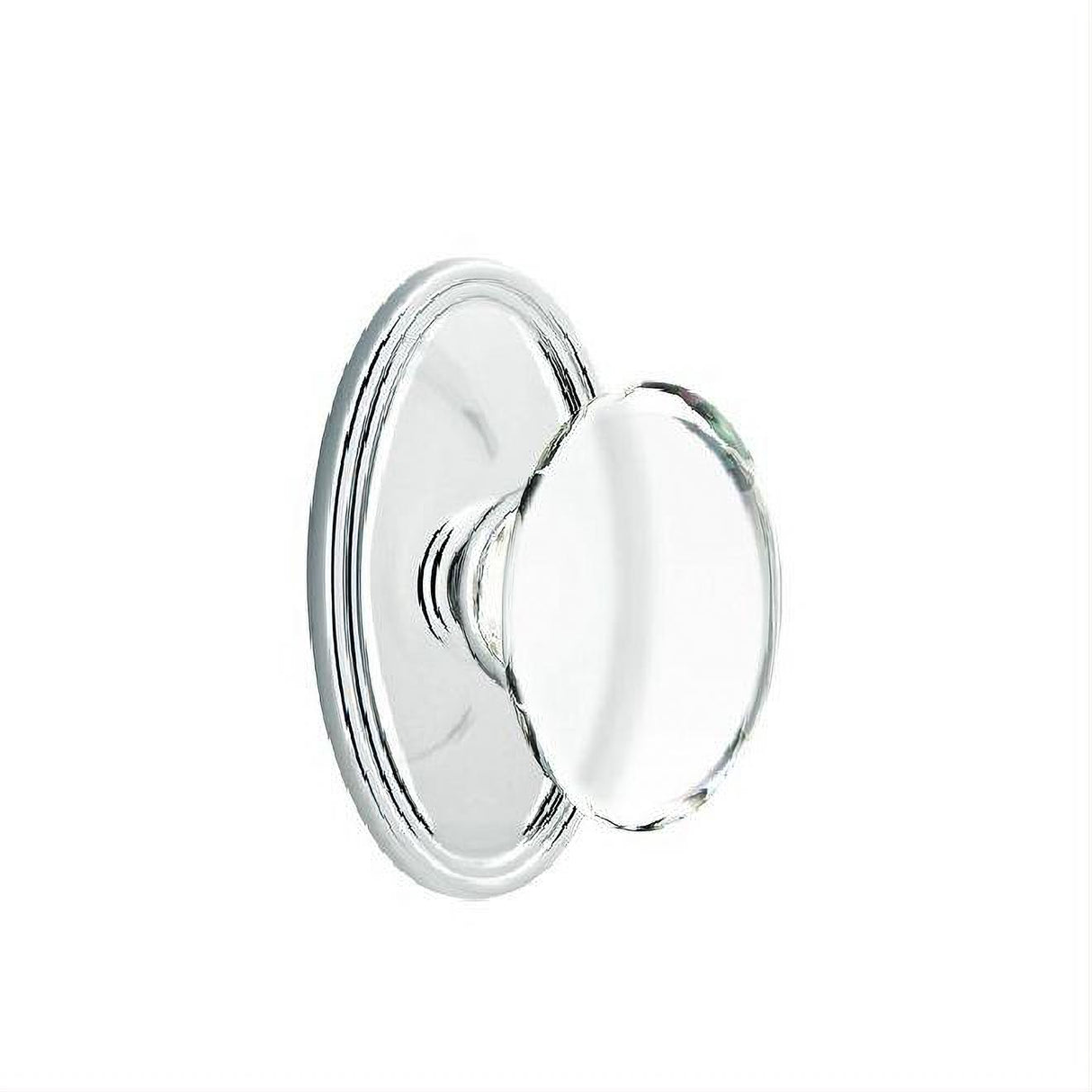 Emtek 8120HTUS26 Glass Knob 2-3/8" Backset Passage with Oval Rose for 1-1/4" to 2" Door - Reversible Polished Chrome