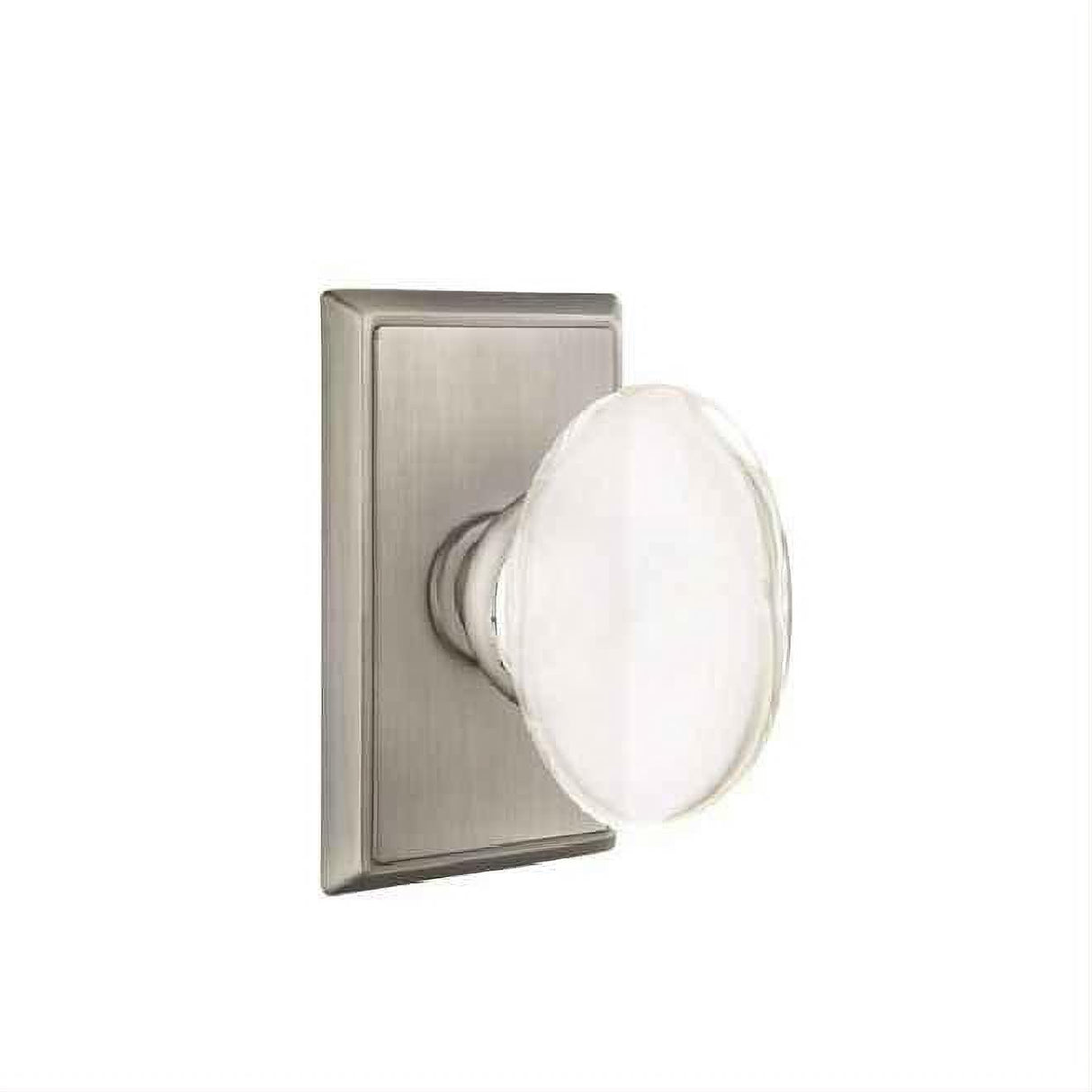 Emtek 8121HTUS15A Glass Knob 2-3/8" Backset Passage with Rectangular Rose for 1-1/4" to 2" Door - Reversible Pewter