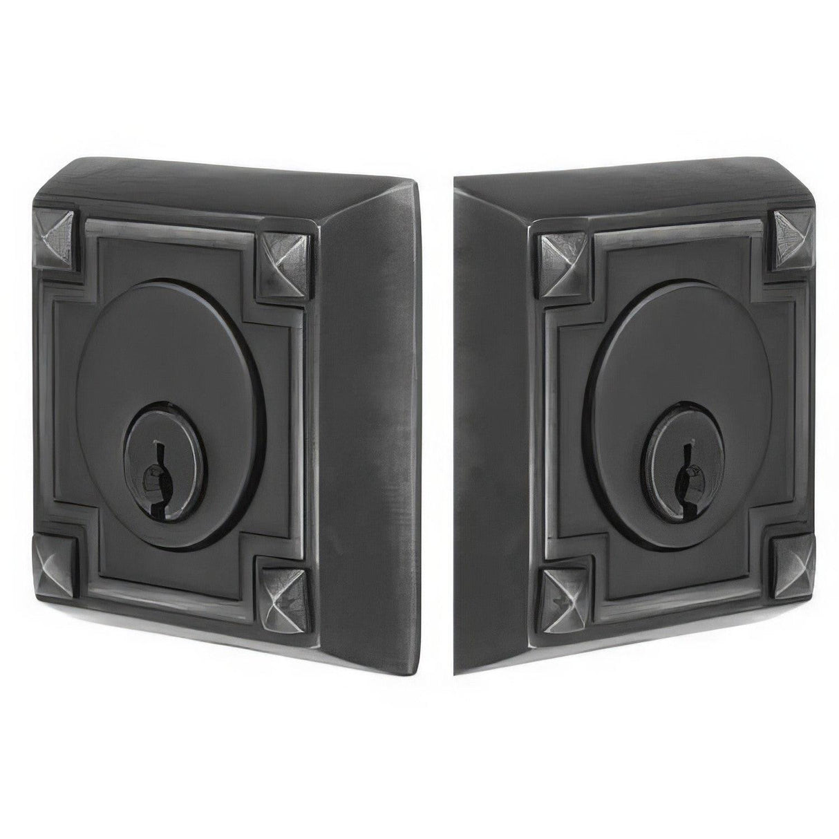 Emtek 8354US19 Arts and Crafts Style Designer Brass Double Cylinder Deadbolt Flat Black