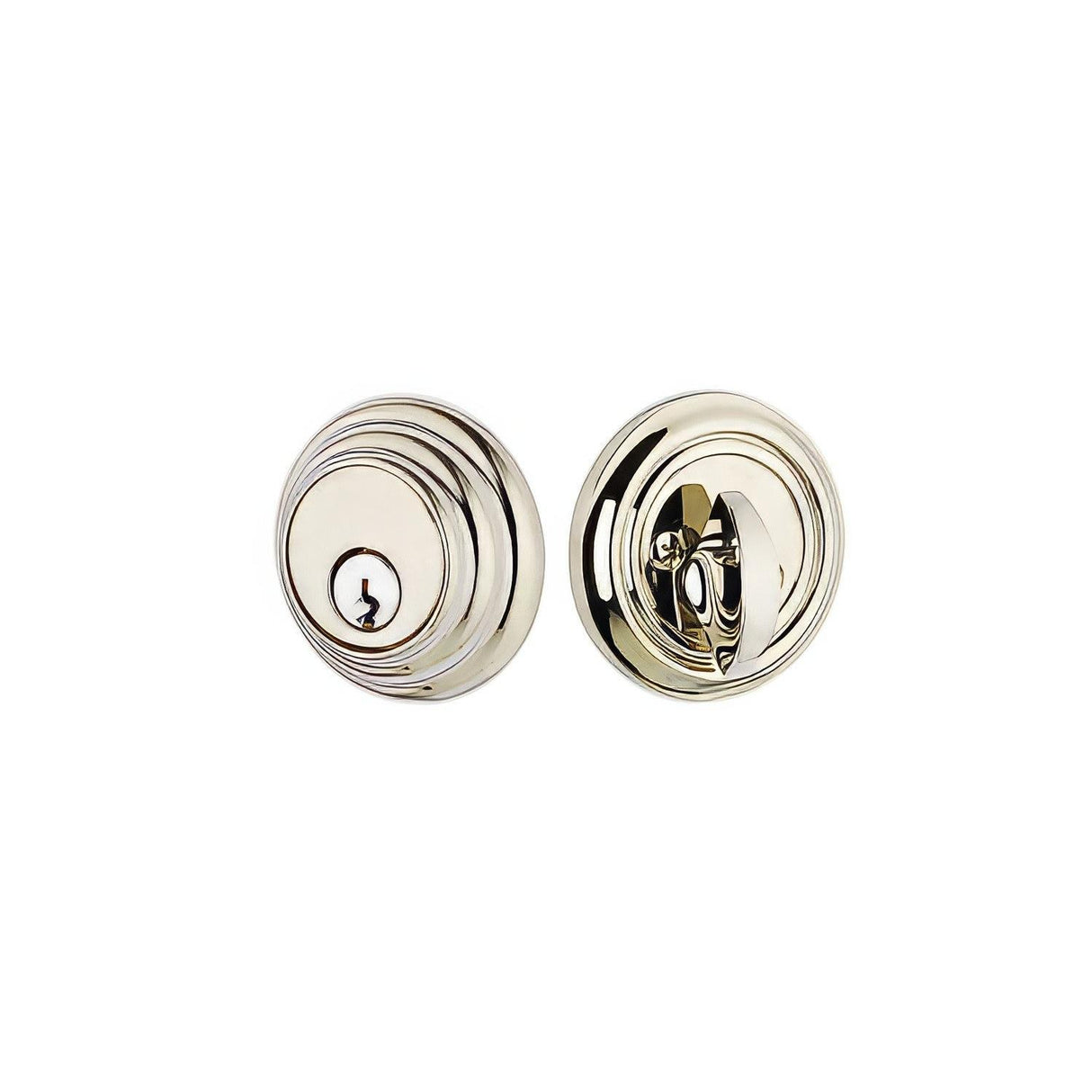 Emtek 8355US14 Low Profile Style Brass Modern Double Cylinder Deadbolt Polished Nickel