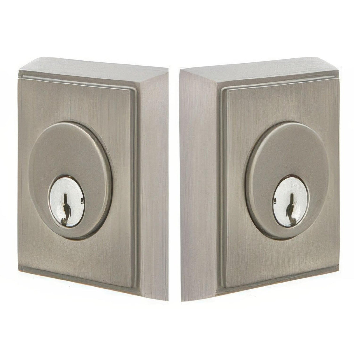 Emtek 8368US15A Rectangular Style Brass Modern Double Cylinder Deadbolt Pewter