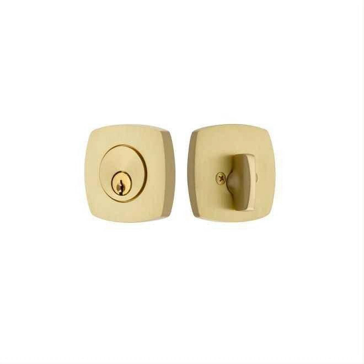 Emtek 8426US4 Modern Single Cylinder Deadbolt with 2-3/8" and 2-3/4" Backset for 1-3/4" Door - Reversible Satin Brass
