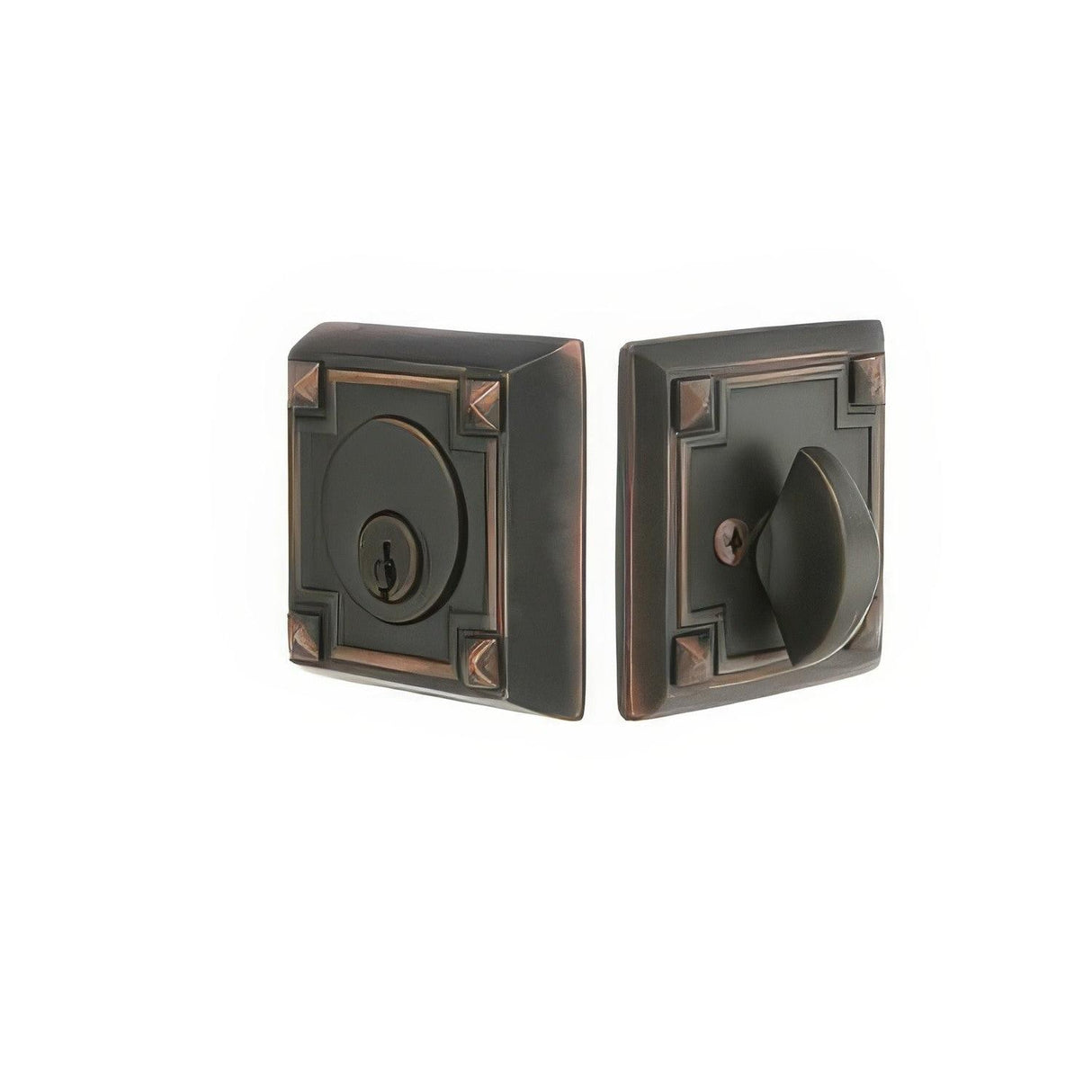 Emtek 8454US19 Arts and Crafts Style Designer Brass Single Cylinder Deadbolt Flat Black