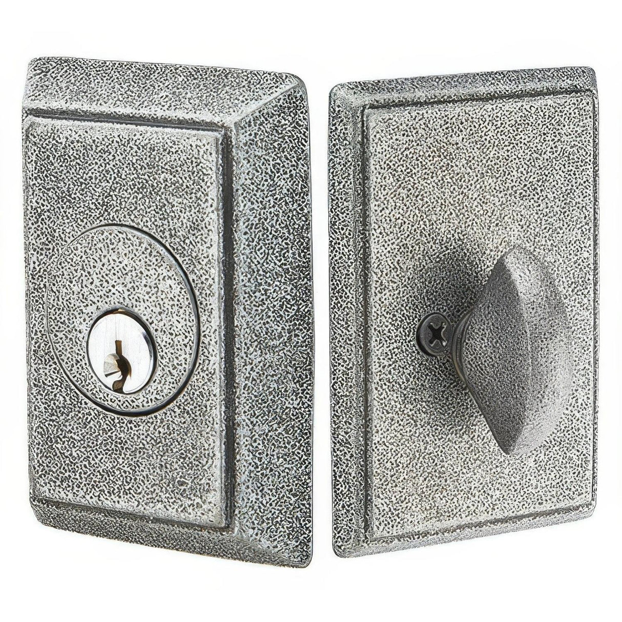 Emtek 8463SWS 8463 #3 Style Wrought Steel Single Cylinder Deadbolt Satin Steel