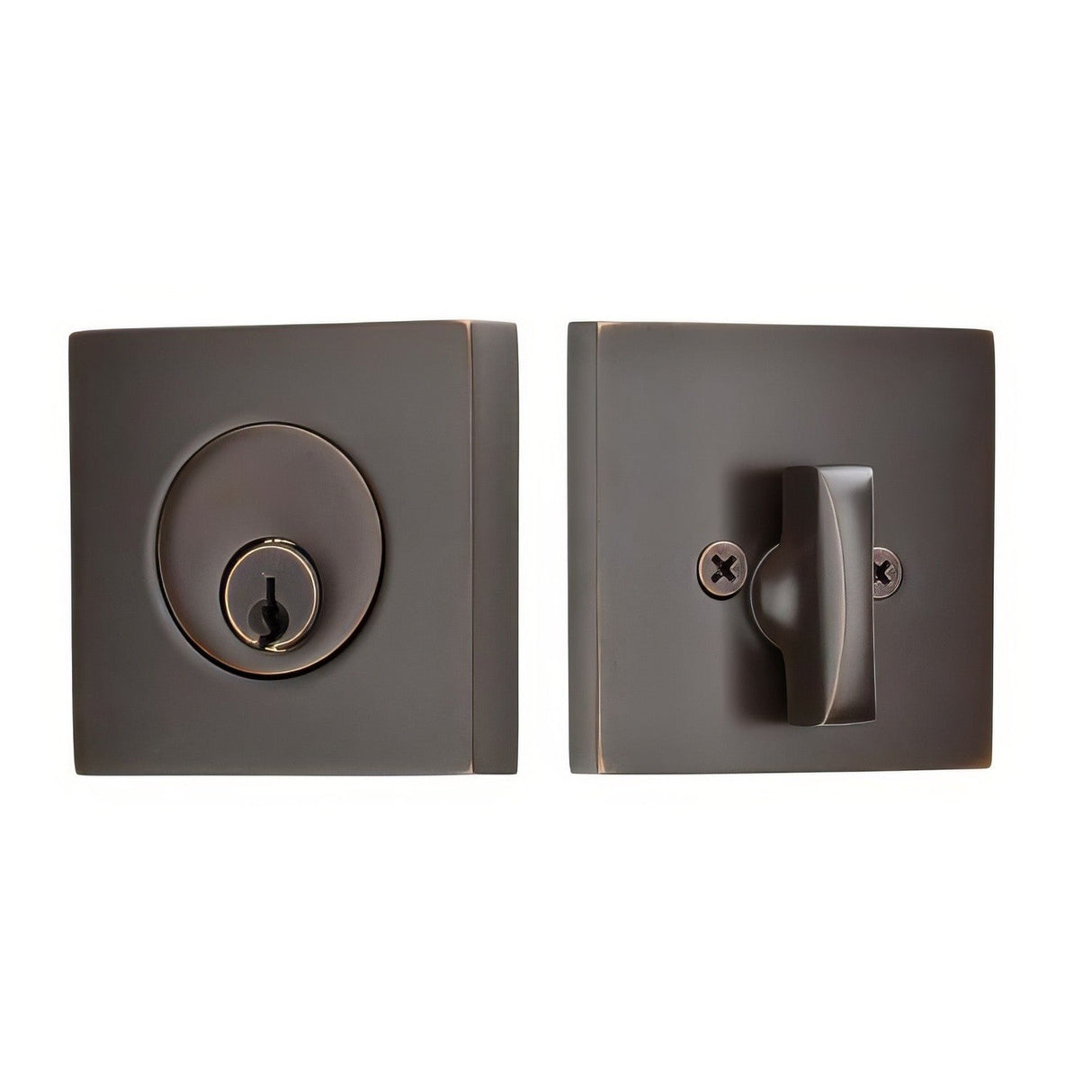 Emtek 8469US10B 8469US Square Brass Modern Keyed Entry Single Cylinder Deadbolt Oil Rubbed Bronze