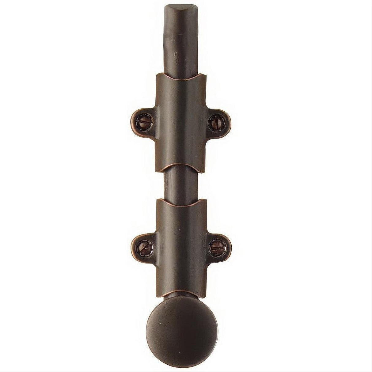 Emtek 8511US15A 6" Solid Brass Surface Bolt with Strikes and Screws Pewter