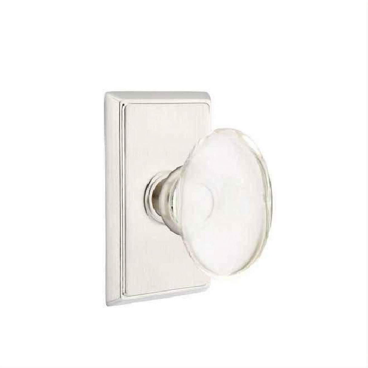 Emtek 8521HTUS15 Glass Knob Dummy Pair with Rectangular Rose for 1-1/4" to 2" Door - Reversible Satin Nickel