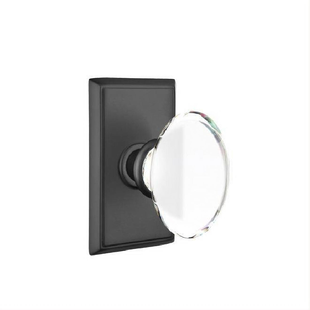 Emtek 8521HTUS19 Glass Knob Dummy Pair with Rectangular Rose for 1-1/4" to 2" Door - Reversible Flat Black
