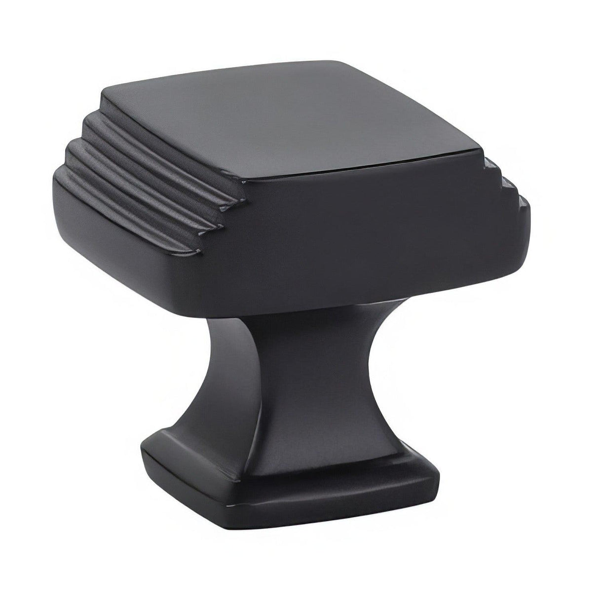 Emtek 86421US19 Art Deco 1-1/4" Square Style Designer Brass Cabinet Knob Flat Black