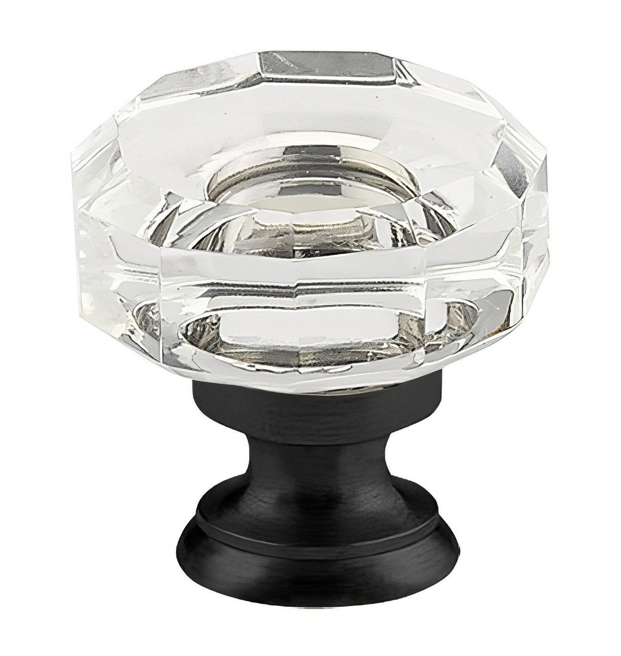 Emtek 86571US19 86571US Lowell 1-3/8 Inch Crystal Cabinet Knob Flat Black
