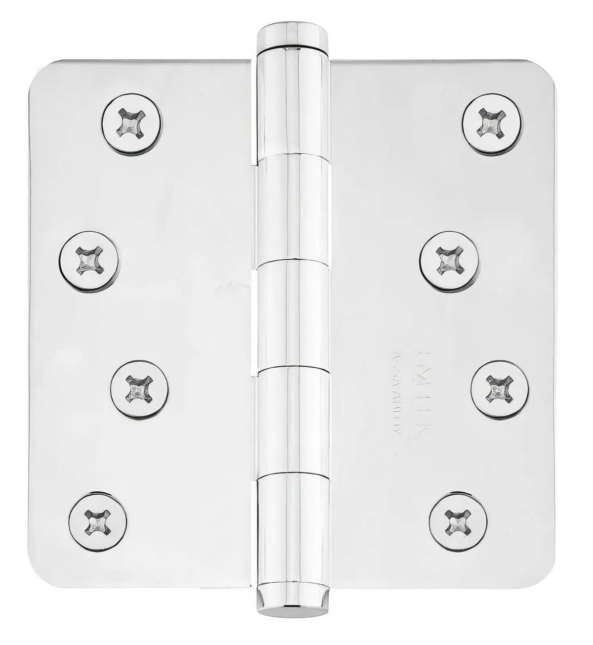 Emtek 91034US26 4" x 4" Plated Steel Residential Duty 5/8" Radius Round Corner Plain Bearing Hinges - Pair Polished Chrome