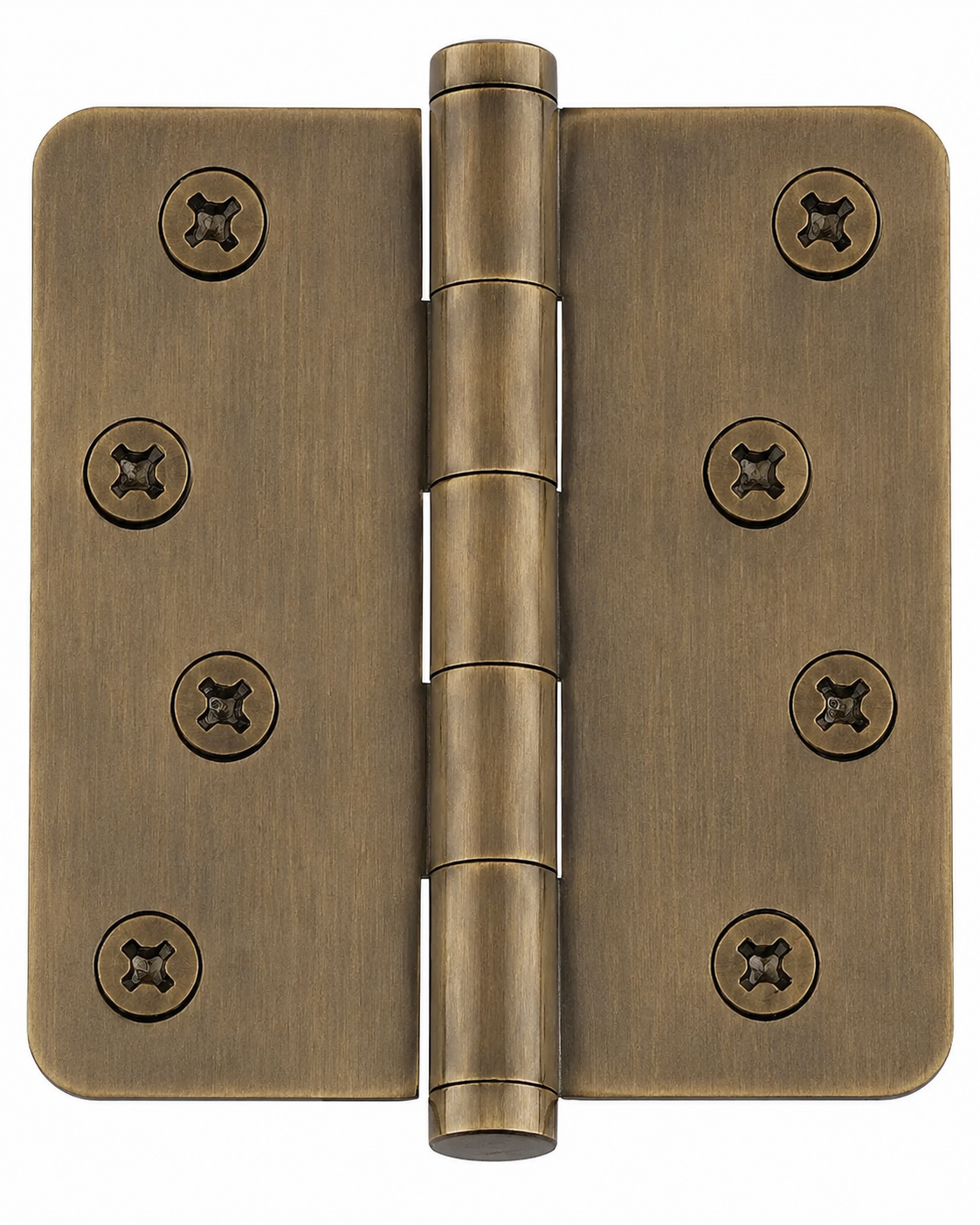 Emtek 91034US7 91034US 4" x 4" Plated Steel Residential Duty 5/8" Radius Round Corner Plain Bearing Hinges - Pair French Antique