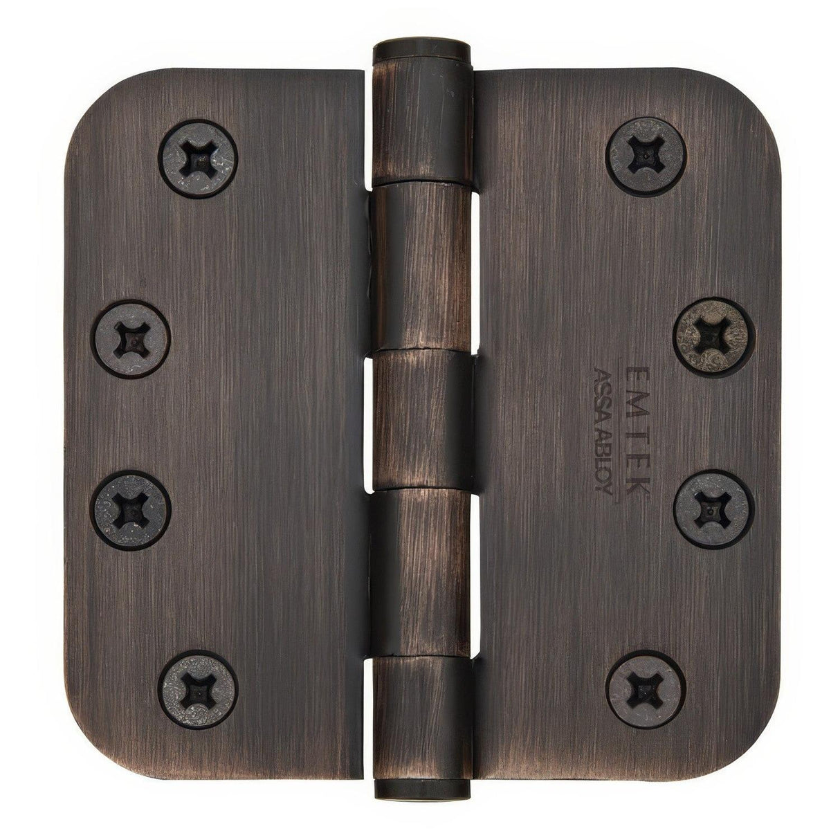 Emtek 92034US10B 92034US 4" x 4" Plated Steel Heavy Duty 5/8" Radius Round Corner Plain Bearing Hinges - Pair Oil Rubbed Bronze