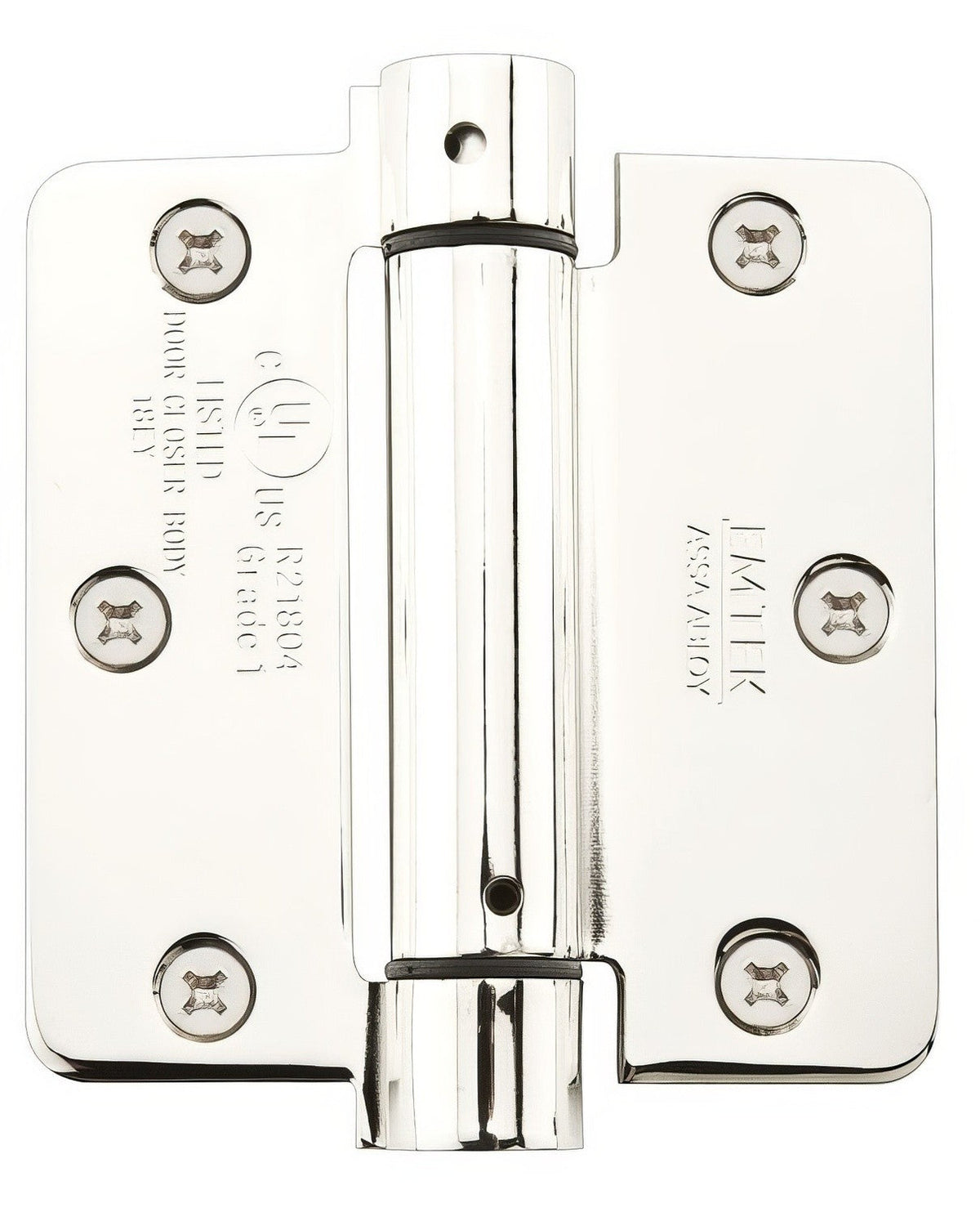 Emtek 95033US14 3.5" x 3.5" Spring Mortise Hinge with 5/8" Radius Corners - Pair NRP Polished Nickel