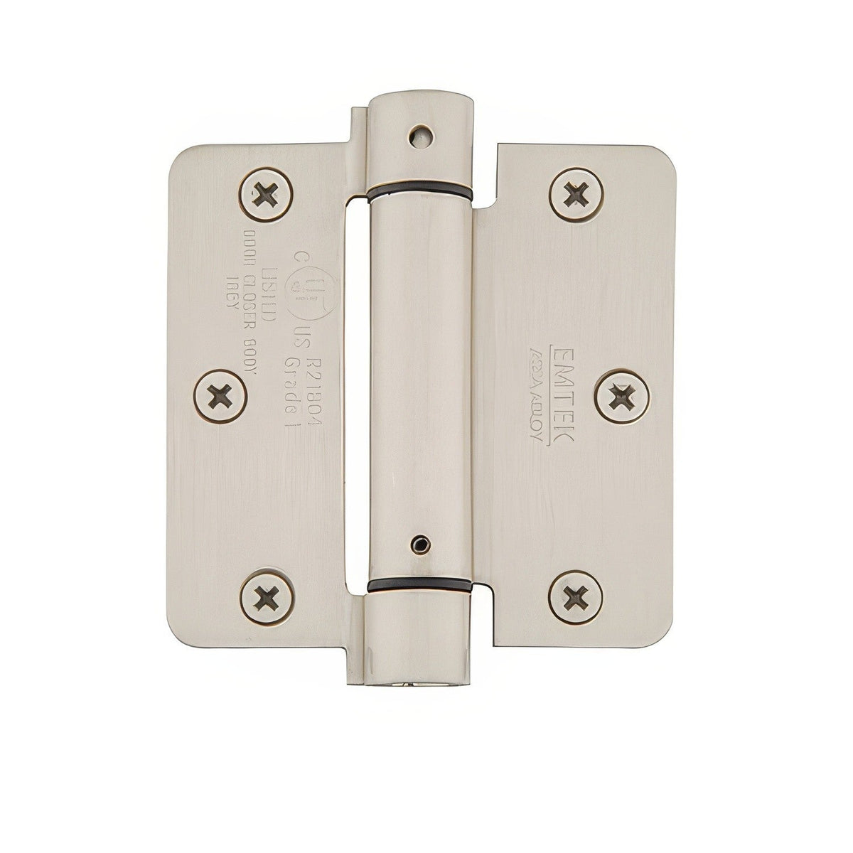Emtek 95033US15 3.5" x 3.5" Spring Mortise Hinge with 5/8" Radius Corners - Pair NRP Satin Nickel