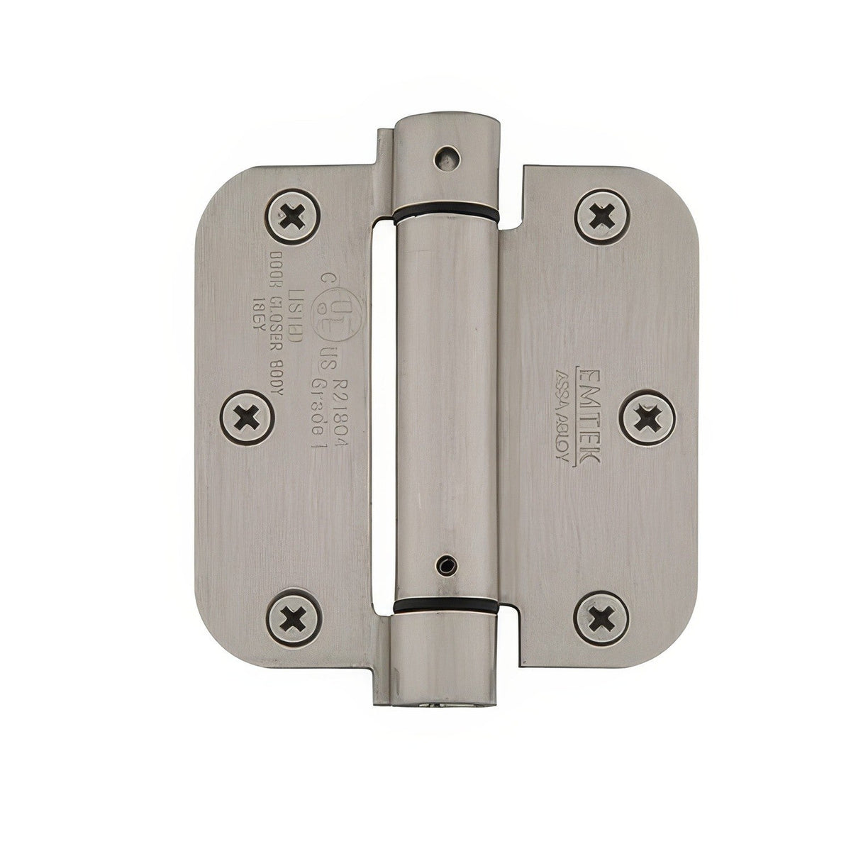 Emtek 95033US15A 3.5" x 3.5" Spring Mortise Hinge with 5/8" Radius Corners - Pair NRP Pewter