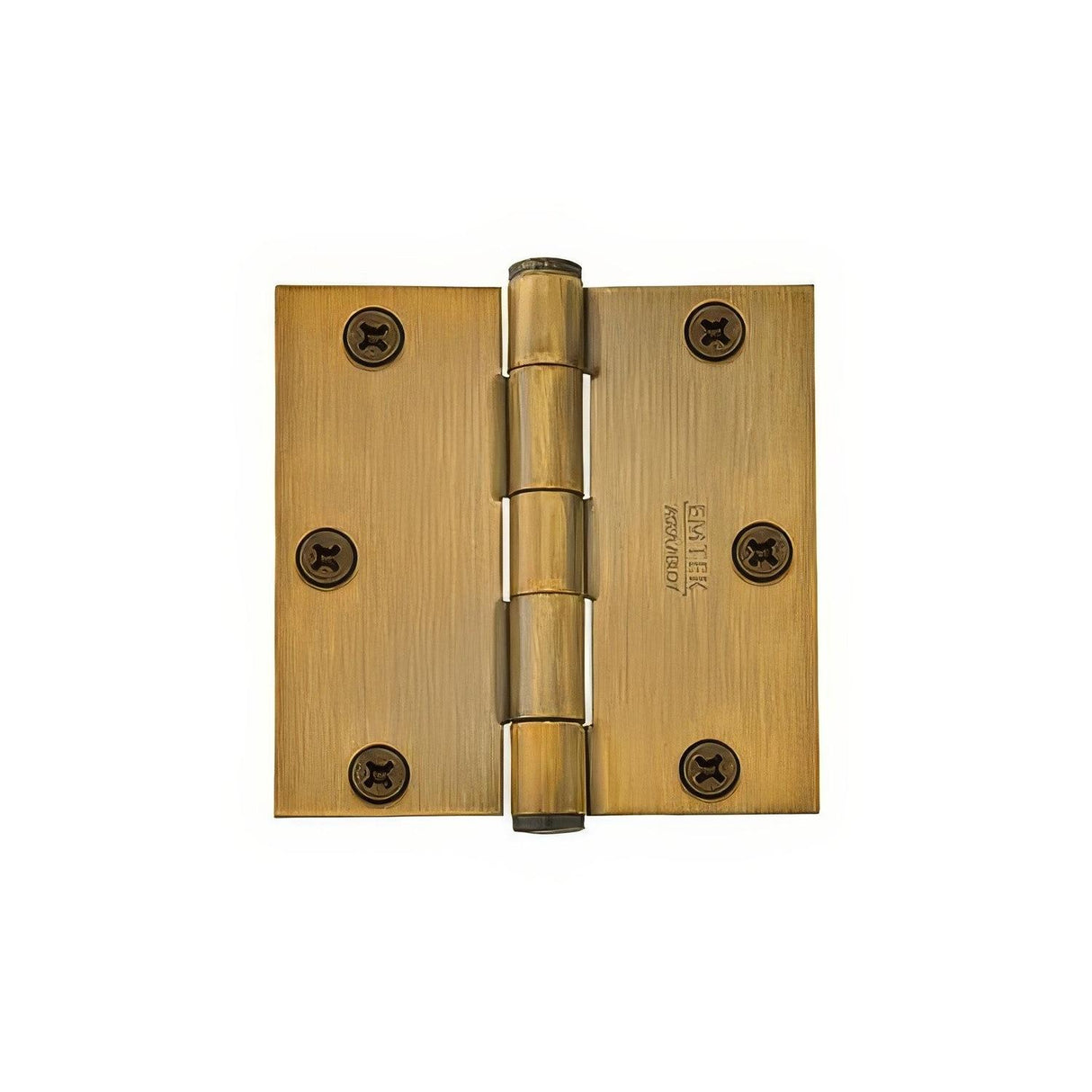 Emtek 96213US7 96213US 3.5" x 3.5" Solid Brass Square Corner Plain Bearing Mortise Hinge - Pair French Antique