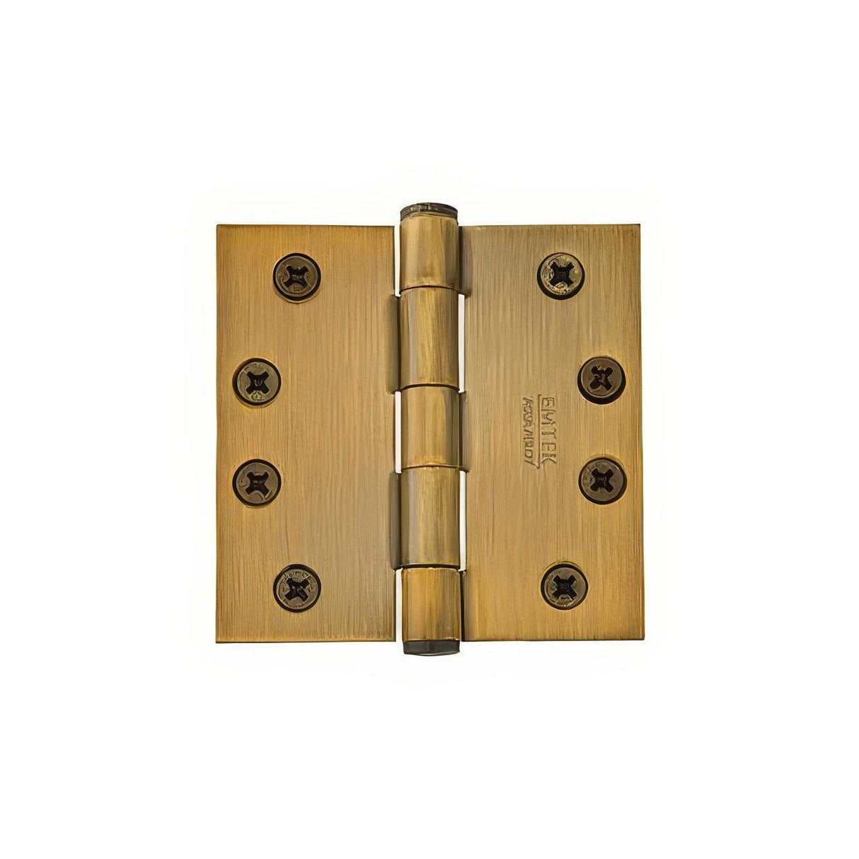 Emtek 96214US7 4" x 4" Solid Brass Square Corner Plain Bearing Mortise Hinge - Pair French Antique