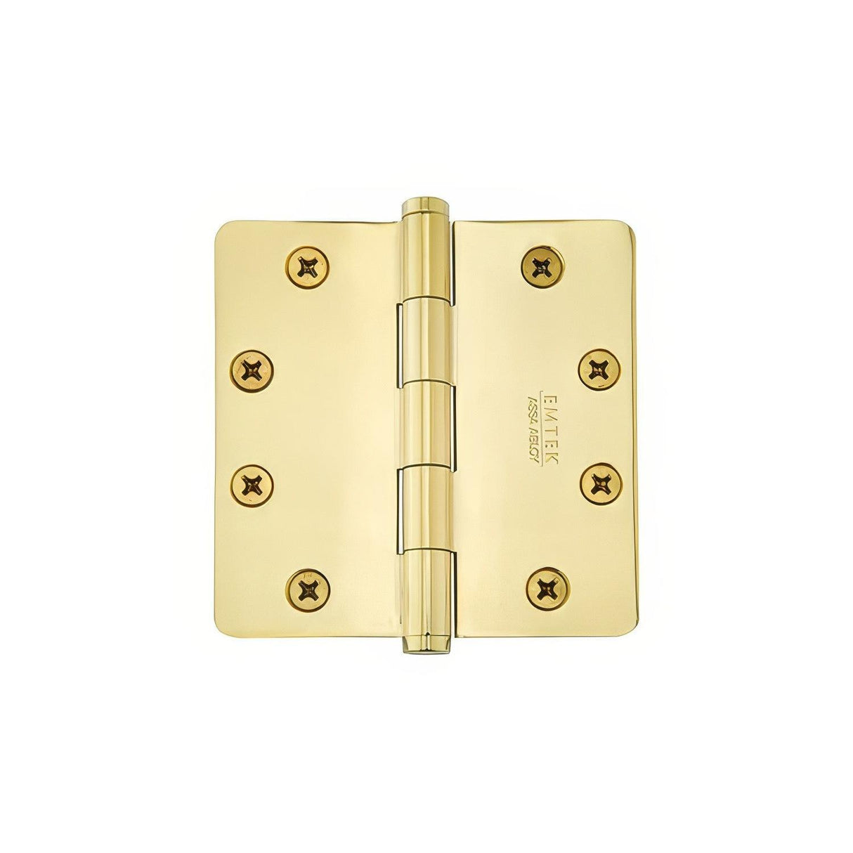 Emtek 96224US4 4" x 4" Solid Brass 1/4" Radius Corner Plain Bearing Mortise Hinge - Pair Satin Brass