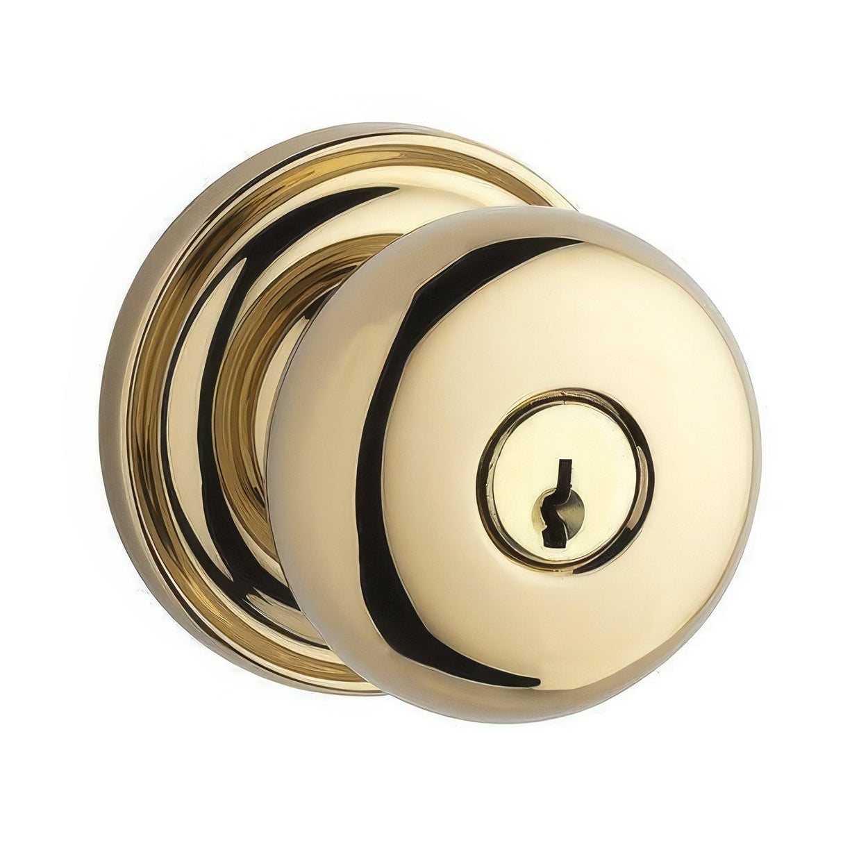 Baldwin ENROUTRR003 polished brass keyed entry door knob