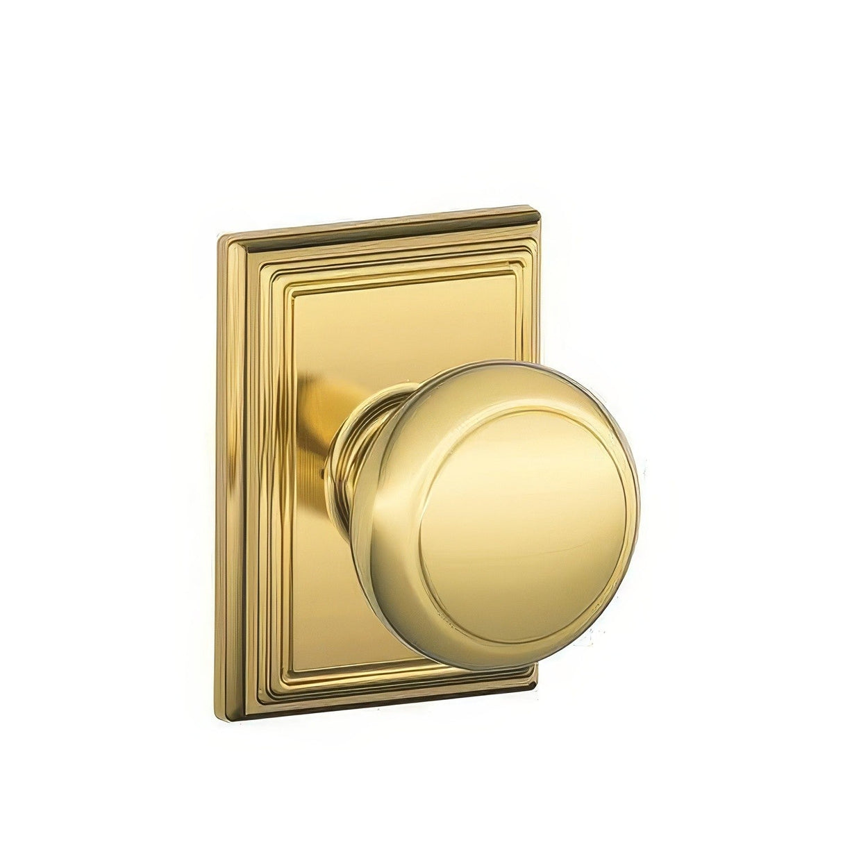 Schlage F10AND605ADD polished brass passage door knob