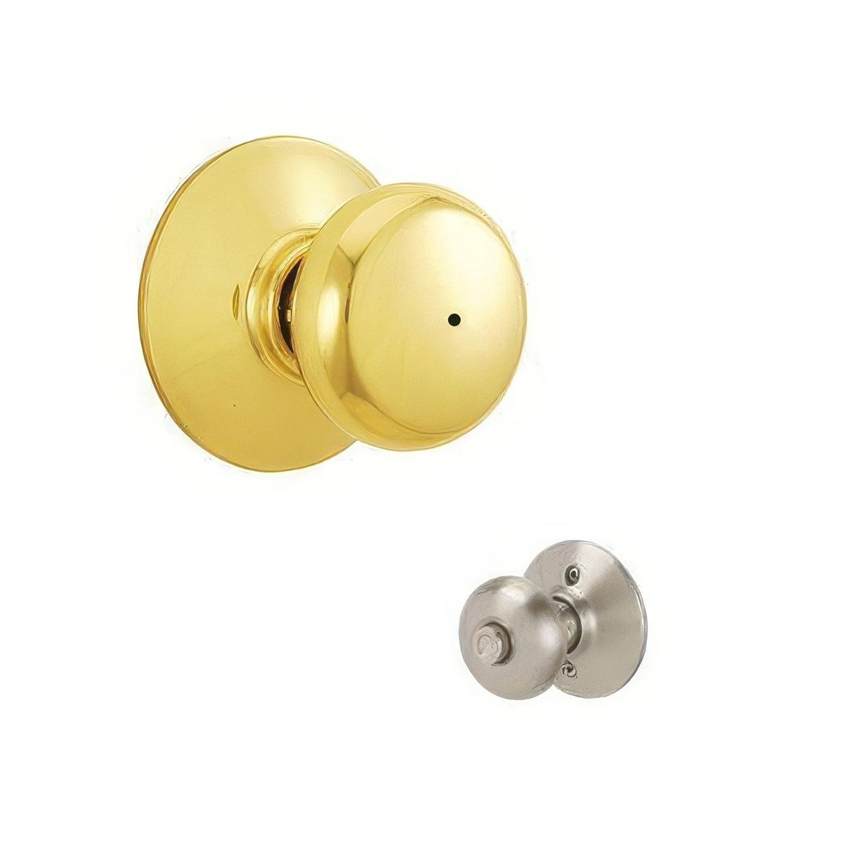 Schlage F40PLY605619 polished brass x satin nickel privacy door knob