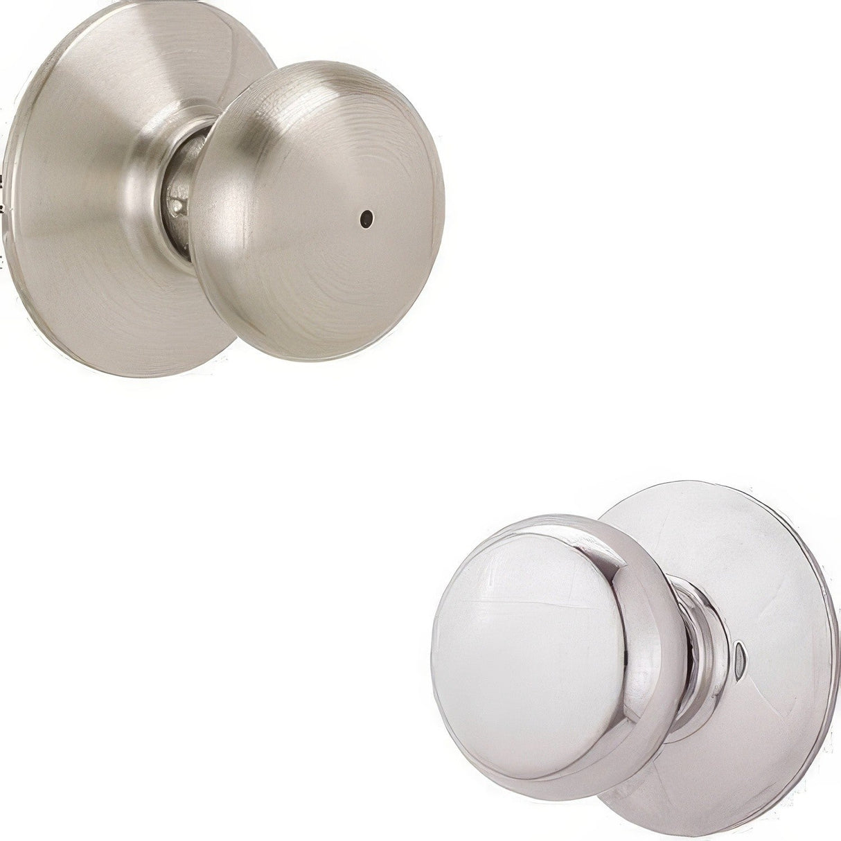 Schlage F40PLY619625 satin nickel x polished chrome privacy door knob